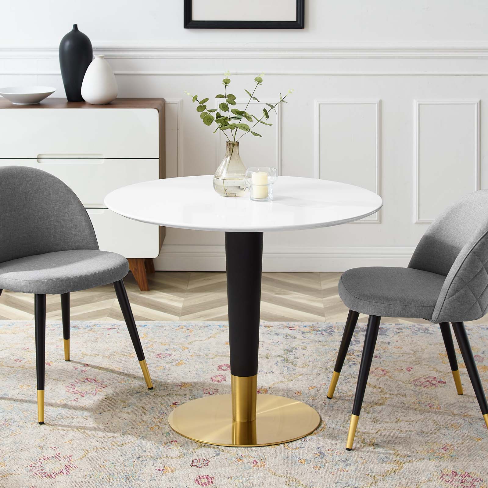 Modway Dining Tables - Zinque-36"-Dining-Table-Gold-White