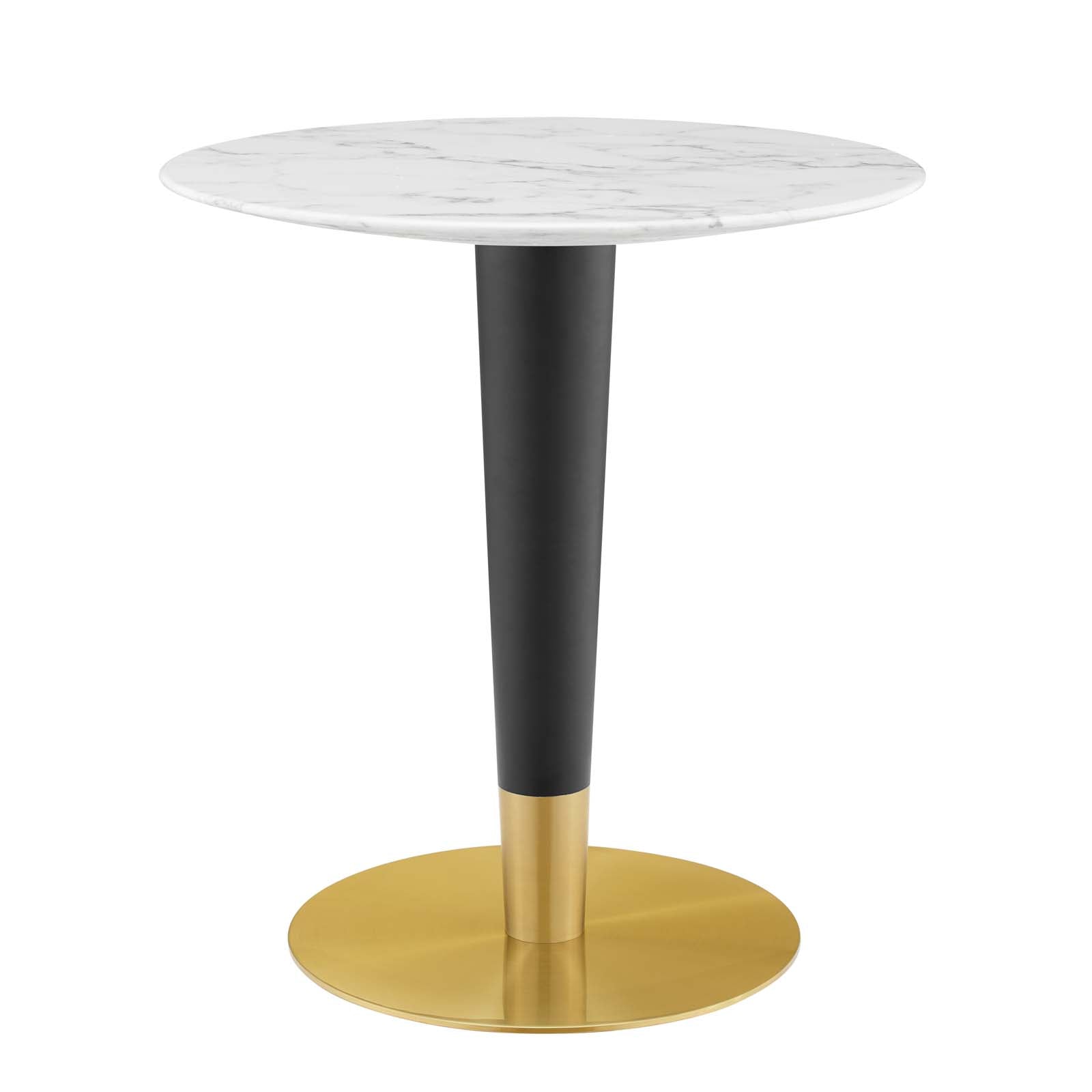 Modway Dining Tables - Zinque 28" Artificial Marble Dining Table Gold White