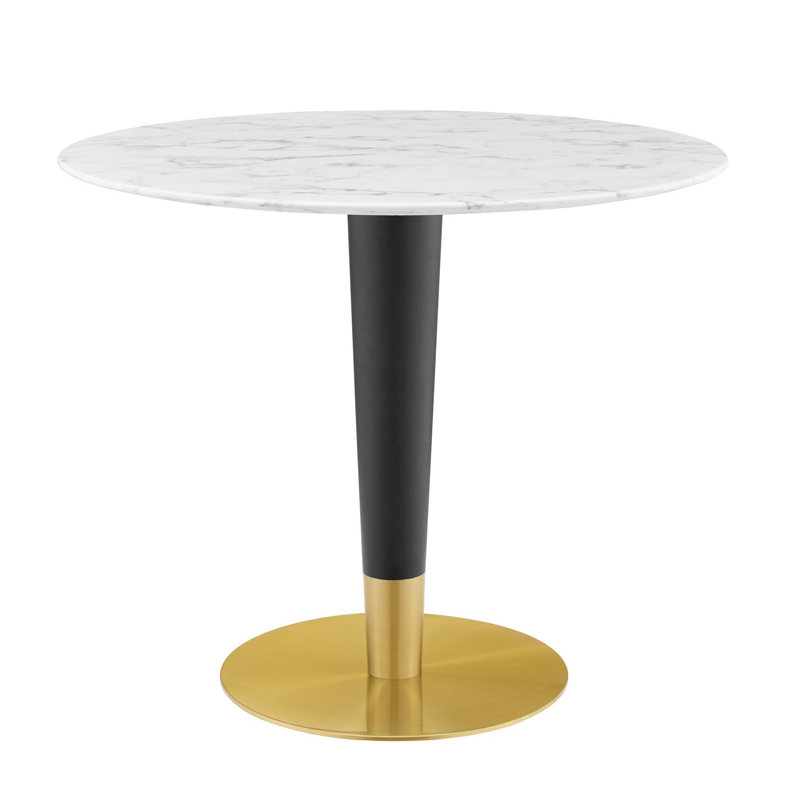 Modway Dining Tables - Zinque 36" Artificial Marble Dining Table White & Gold