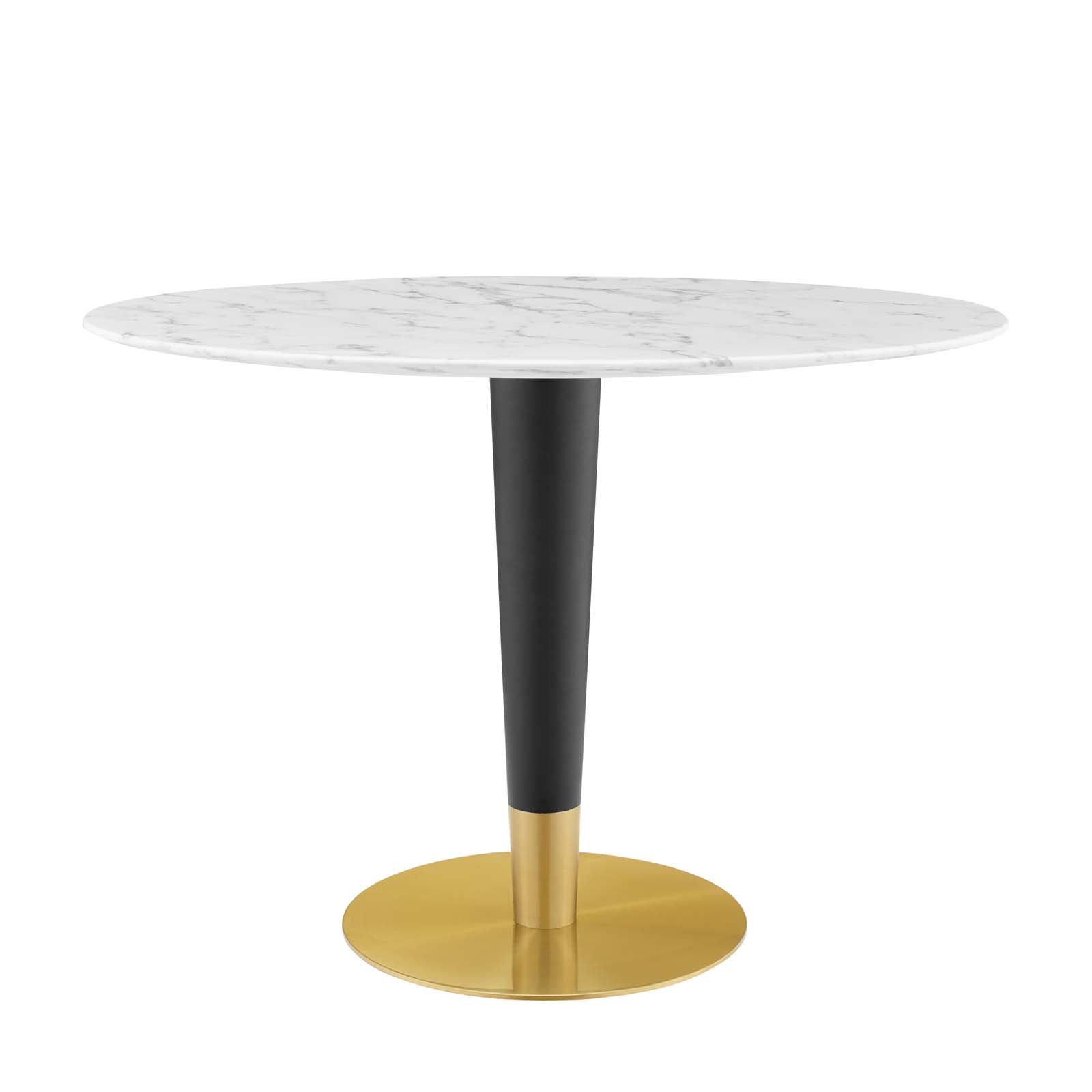 Modway Dining Tables - Zinque-42"-Oval-Artificial-Marble-Dining-Table-Gold-White