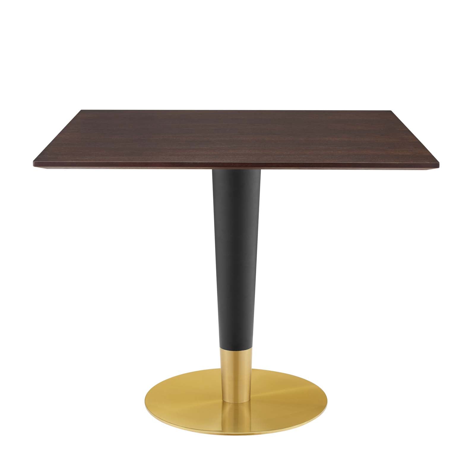 Modway Dining Tables - Zinque 36" Square Dining Table Gold & Cherry Walnut