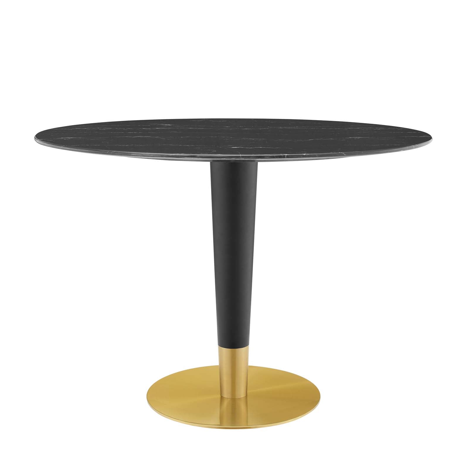 Modway Dining Tables - Zinque-42"-Oval-Artificial-Marble-Dining-Table-Gold-Black