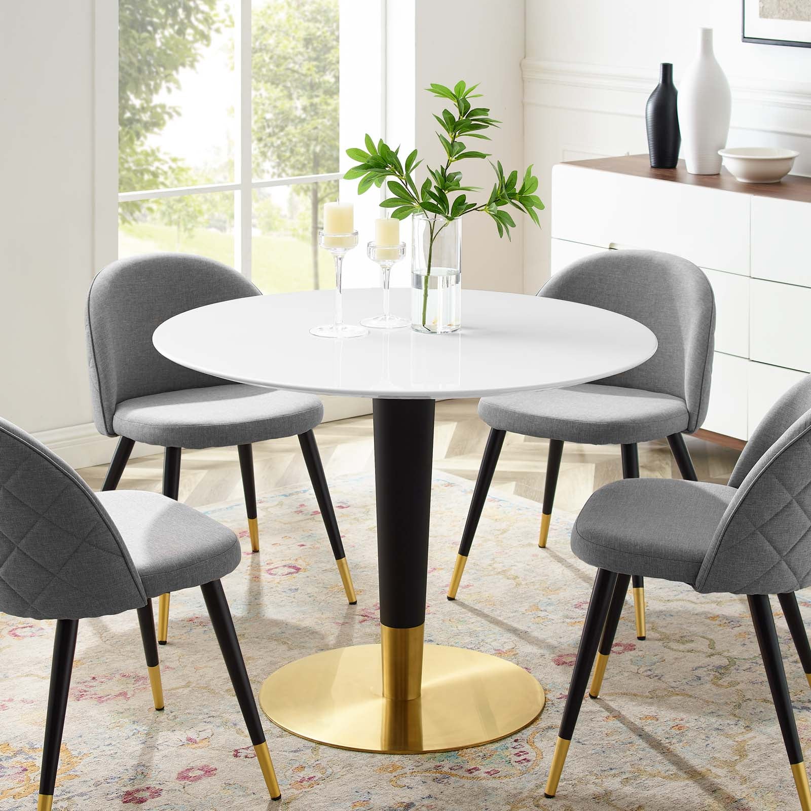 Modway Dining Tables - Zinque 40" Dining Table Gold White