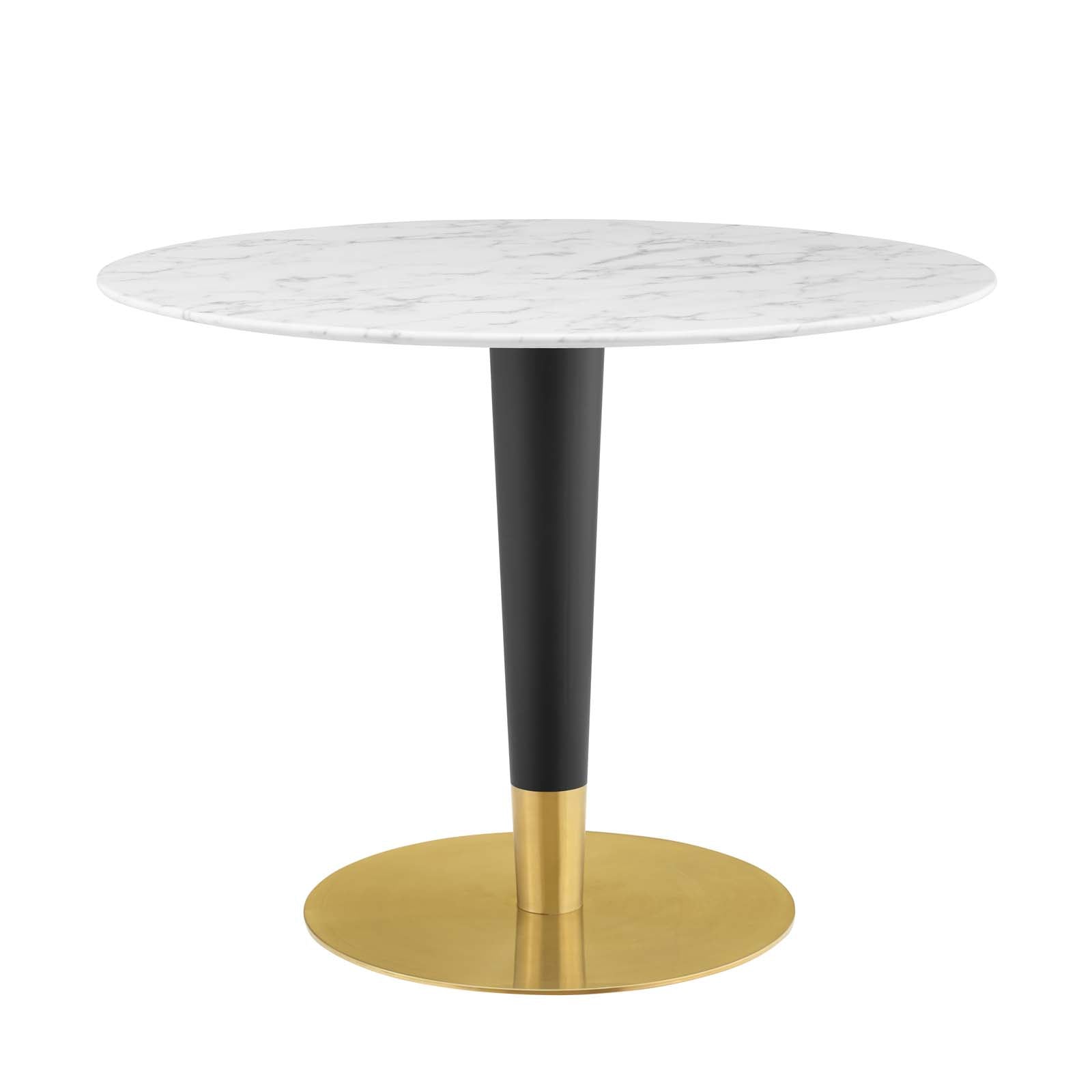 Modway Dining Tables - Zinque 40" Artificial Marble Dining Table Gold White