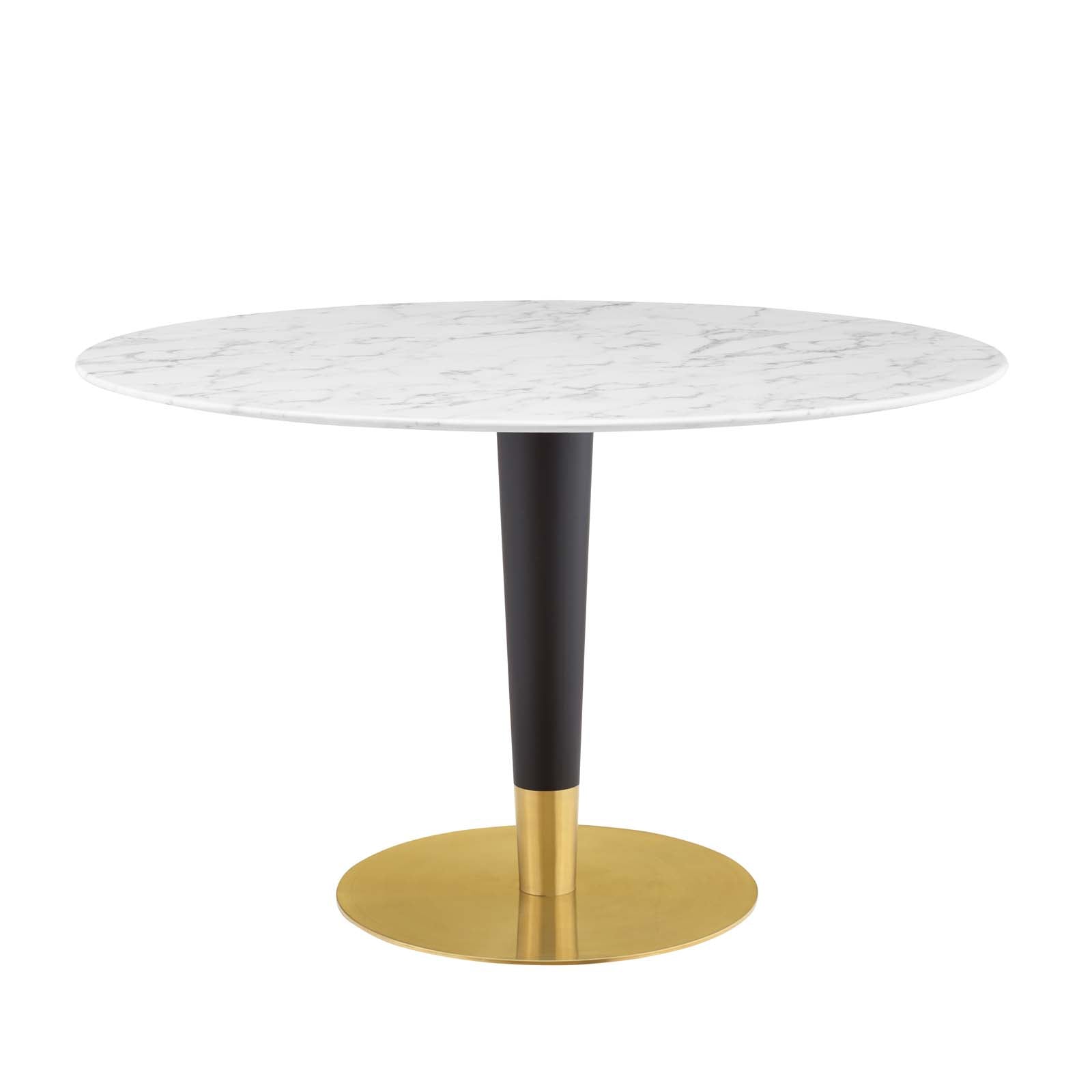 Modway Dining Tables - Zinque 47" Artificial Marble Dining Table Gold White