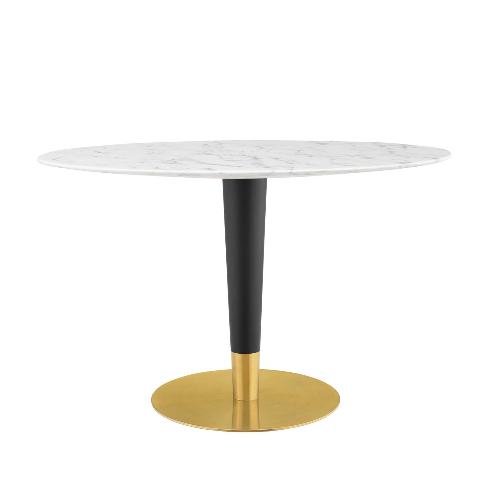 Modway Dining Tables - Zinque 48" Oval Artificial Marble Dining Table Gold White