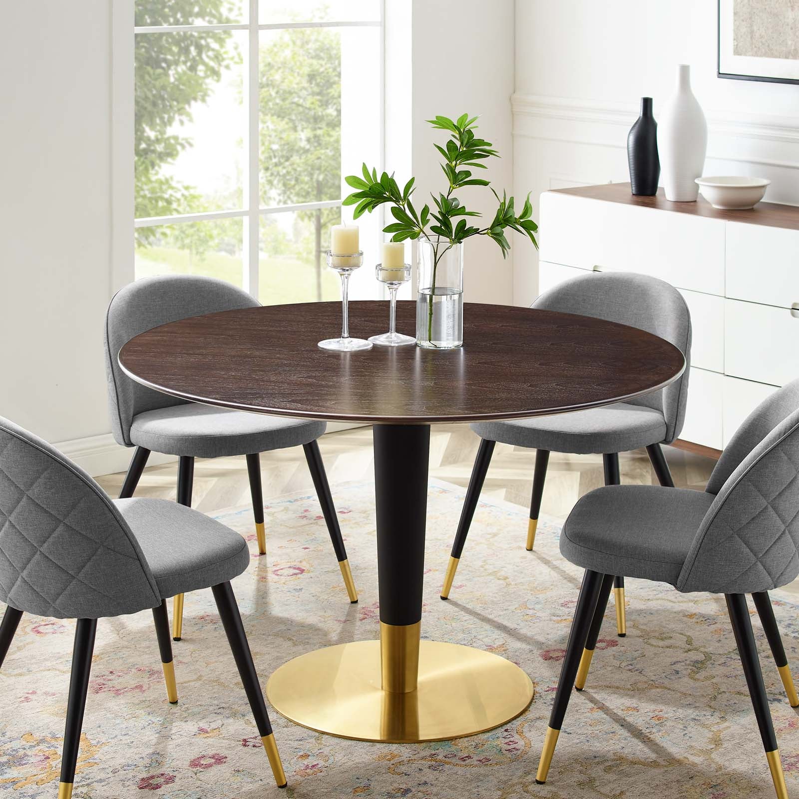 Modway Dining Tables - Zinque-47"-Dining-Table-Gold-Cherry-Walnut