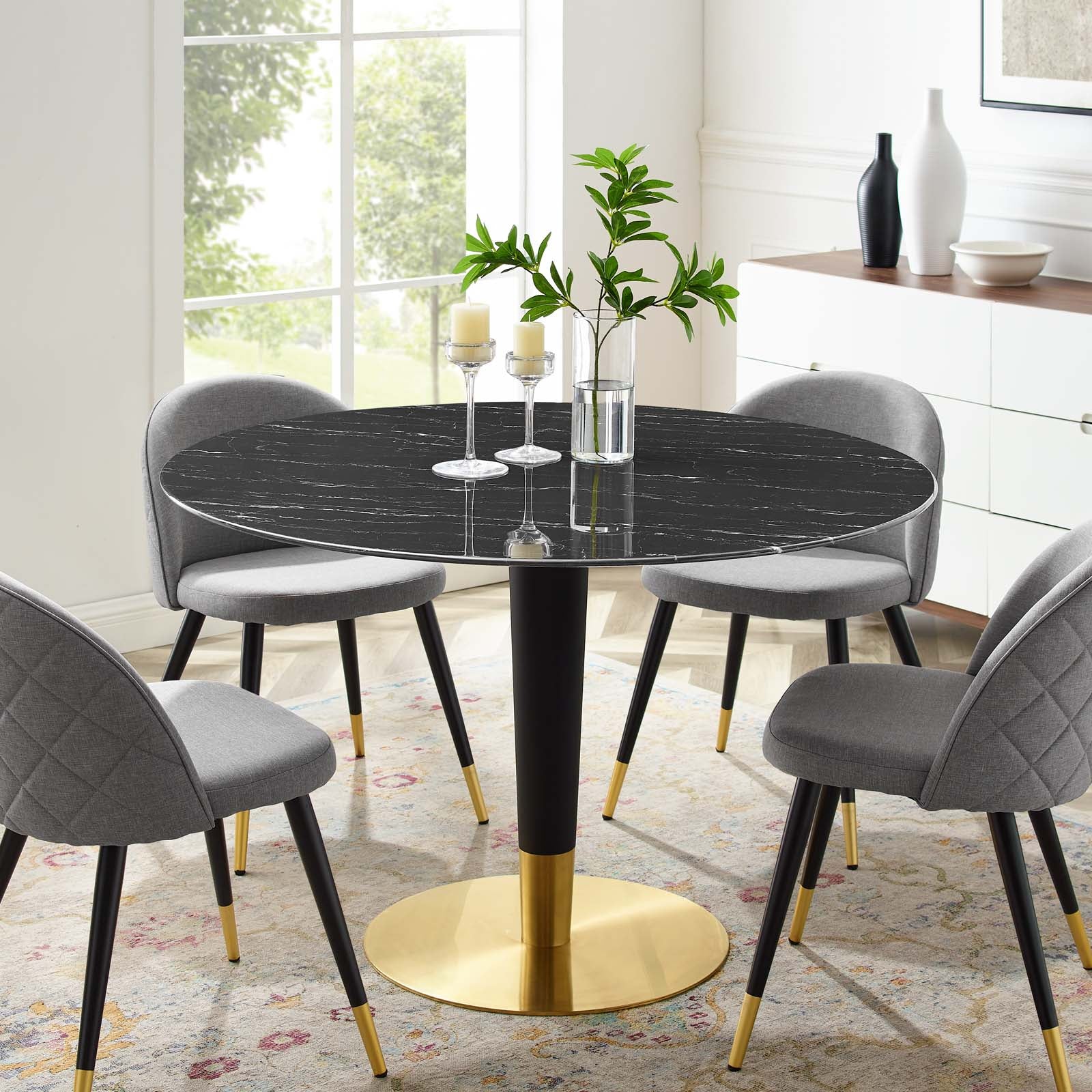 Modway Dining Tables - Zinque 47" Dining Table Gold & Black
