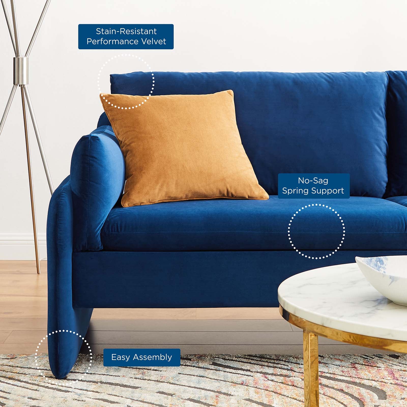 Modway Sofas & Couches - Indicate Performance Velvet Sofa Navy