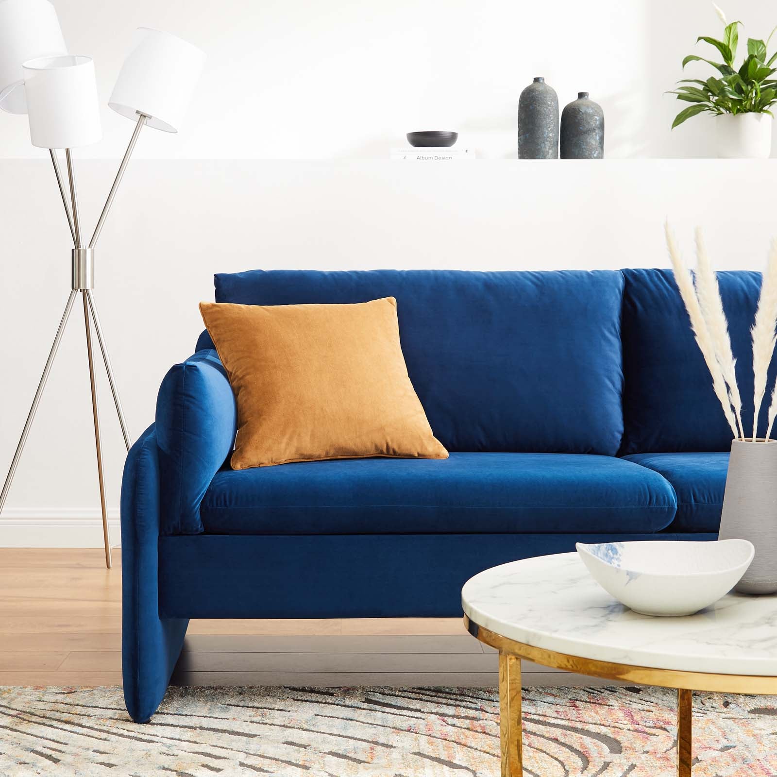 Modway Sofas & Couches - Indicate Performance Velvet Sofa Navy