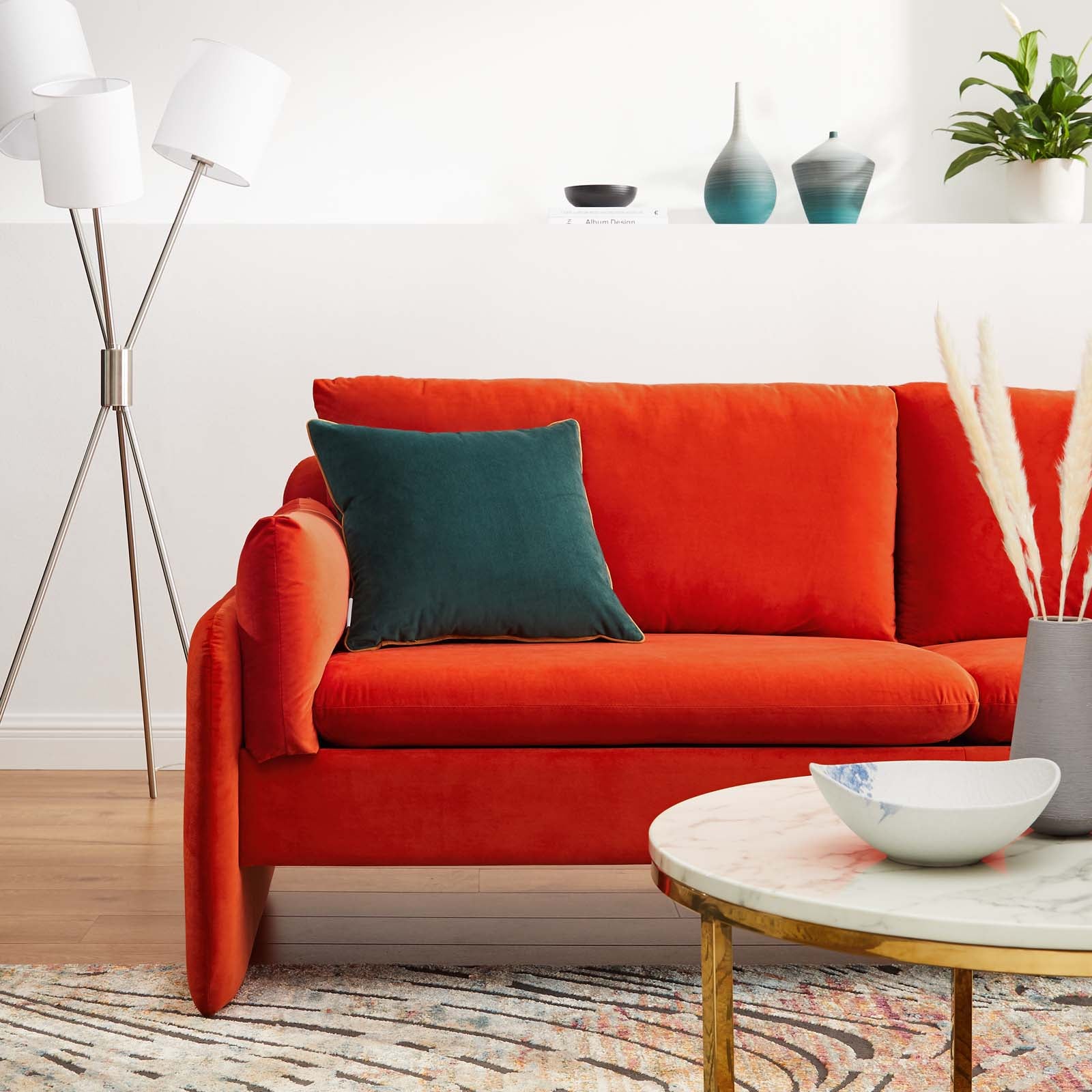 Modway Sofas & Couches - Indicate Performance Velvet Sofa Orange