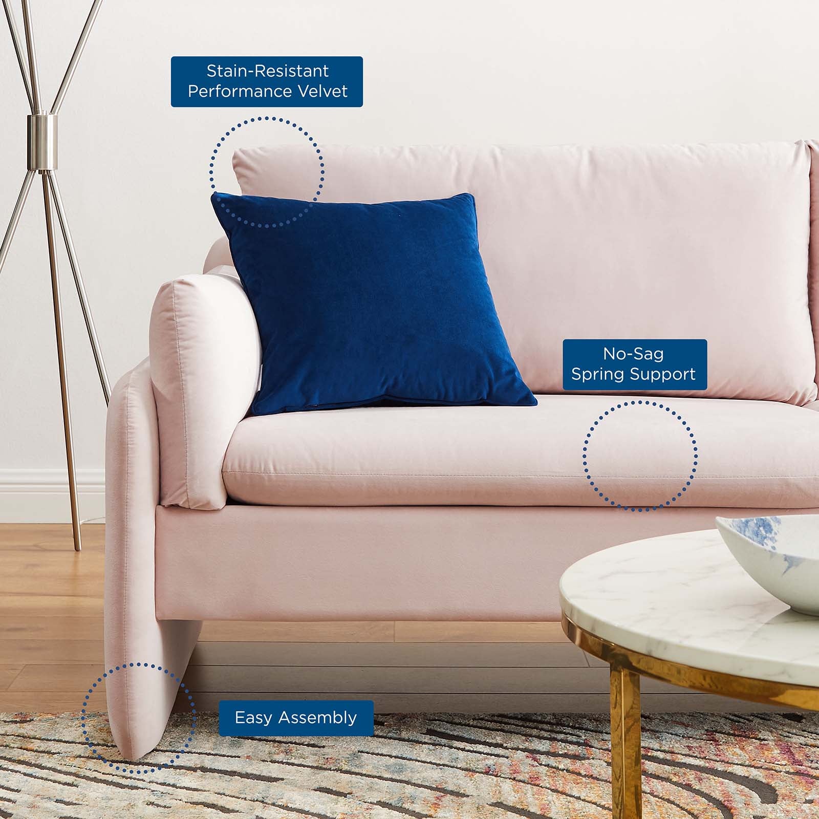 Modway Sofas & Couches - Indicate Performance Velvet Sofa Pink