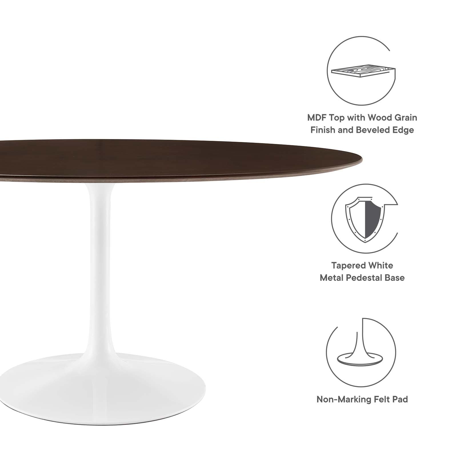 Modway Dining Tables - Lippa 60" Oval Dining Table White Cherry Walnut