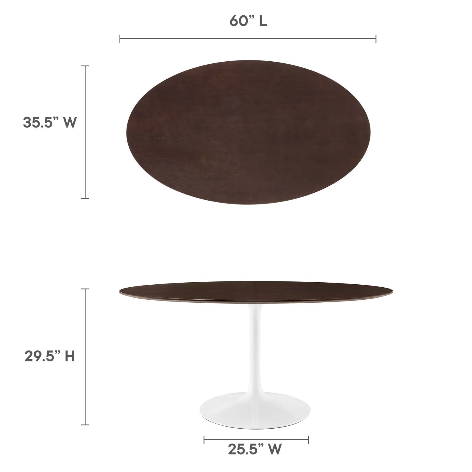 Modway Dining Tables - Lippa 60" Oval Dining Table White Cherry Walnut