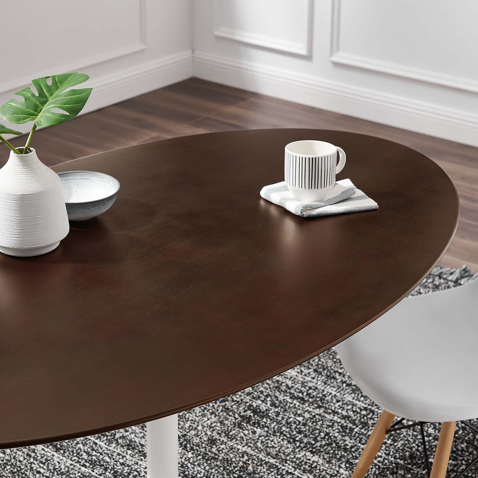 Modway Dining Tables - Lippa 60" Oval Dining Table White Cherry Walnut