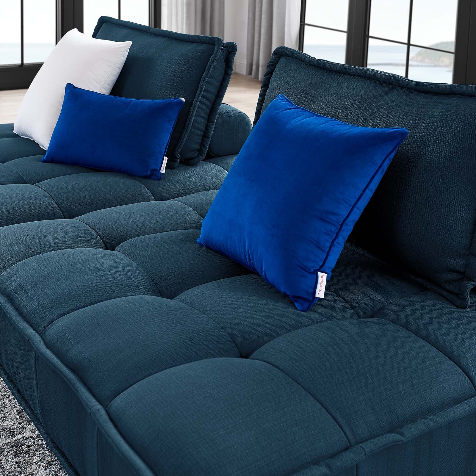 Modway Loveseats - Saunter Tufted Fabric Fabric 2-Piece Loveseat Azure