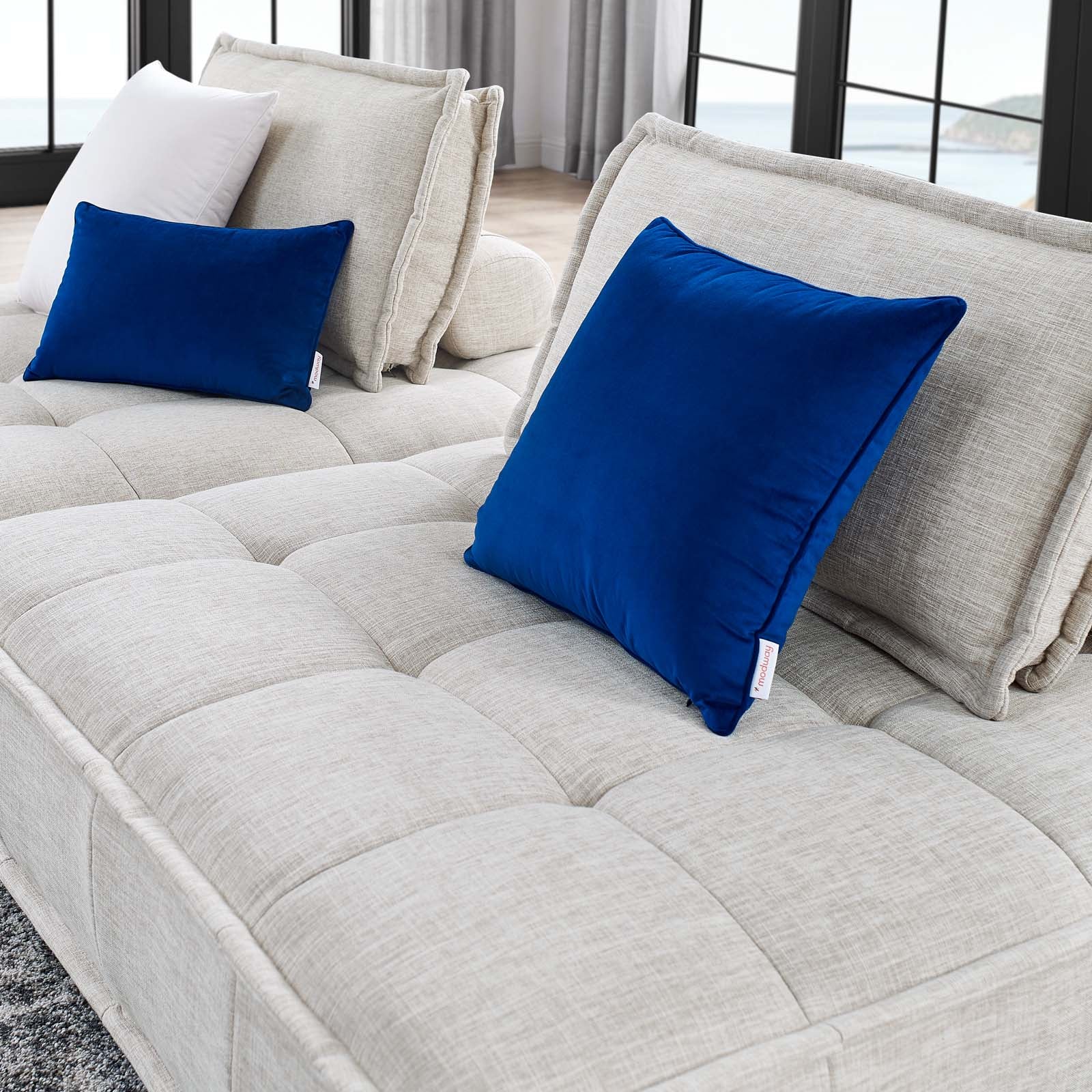 Modway Loveseats - Saunter Tufted Fabric Fabric 2-Piece Loveseat Beige