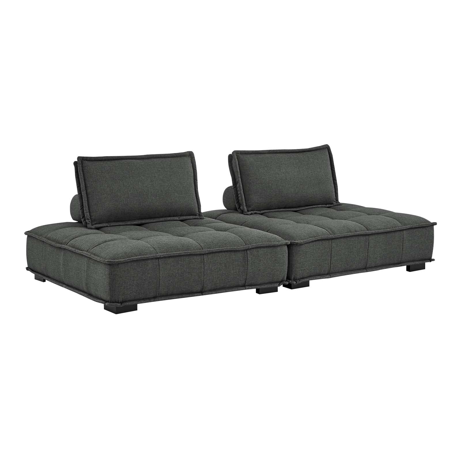 Modway Loveseats - Saunter Tufted Fabric Fabric 2-Piece Loveseat Gray