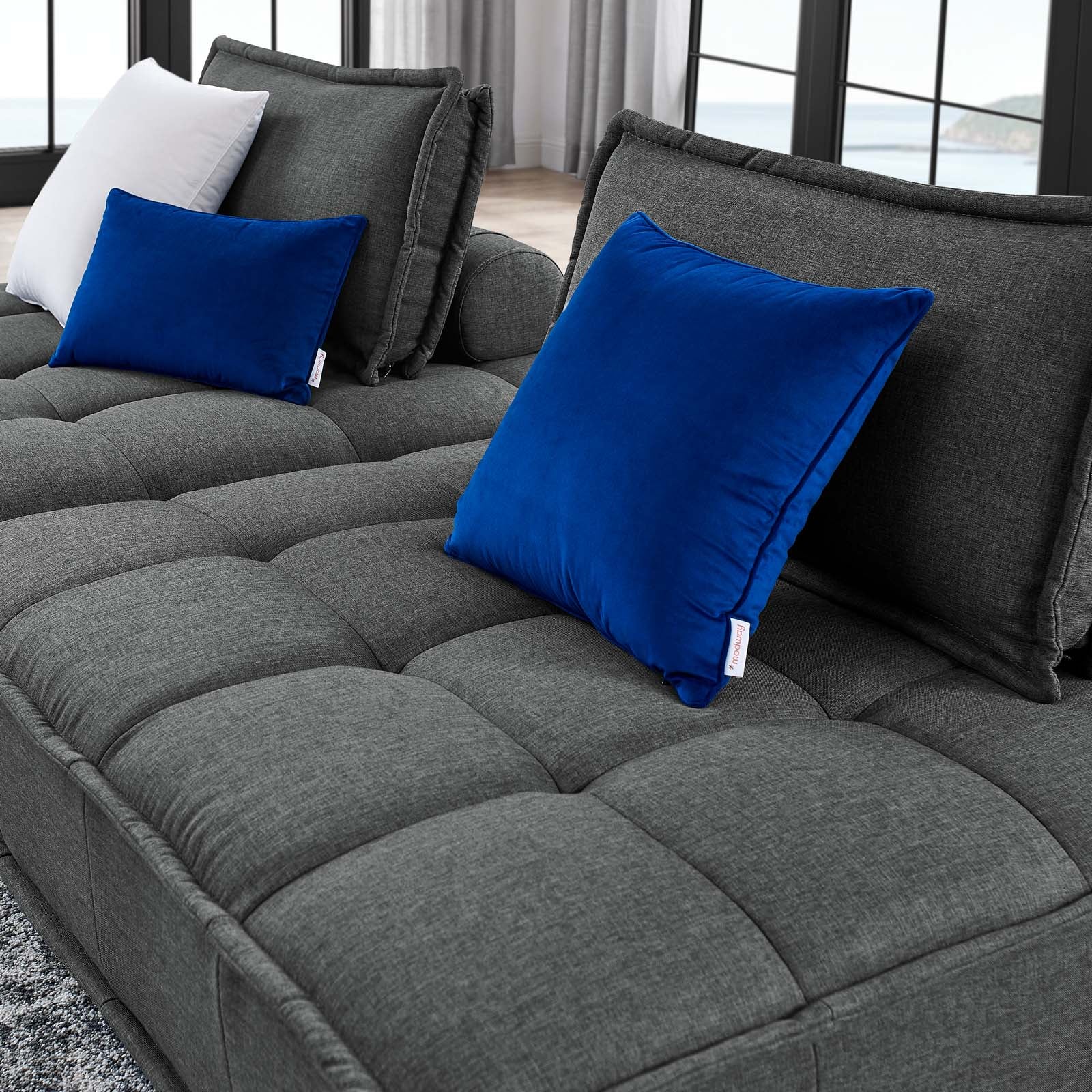Modway Loveseats - Saunter Tufted Fabric Fabric 2-Piece Loveseat Gray
