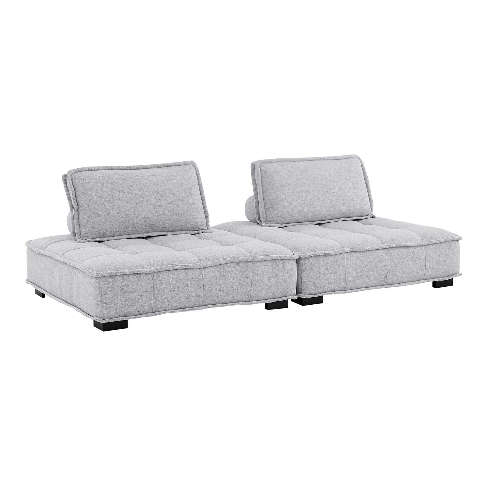 Modway Loveseats - Saunter Tufted Fabric Fabric 2-Piece Loveseat Light Gray