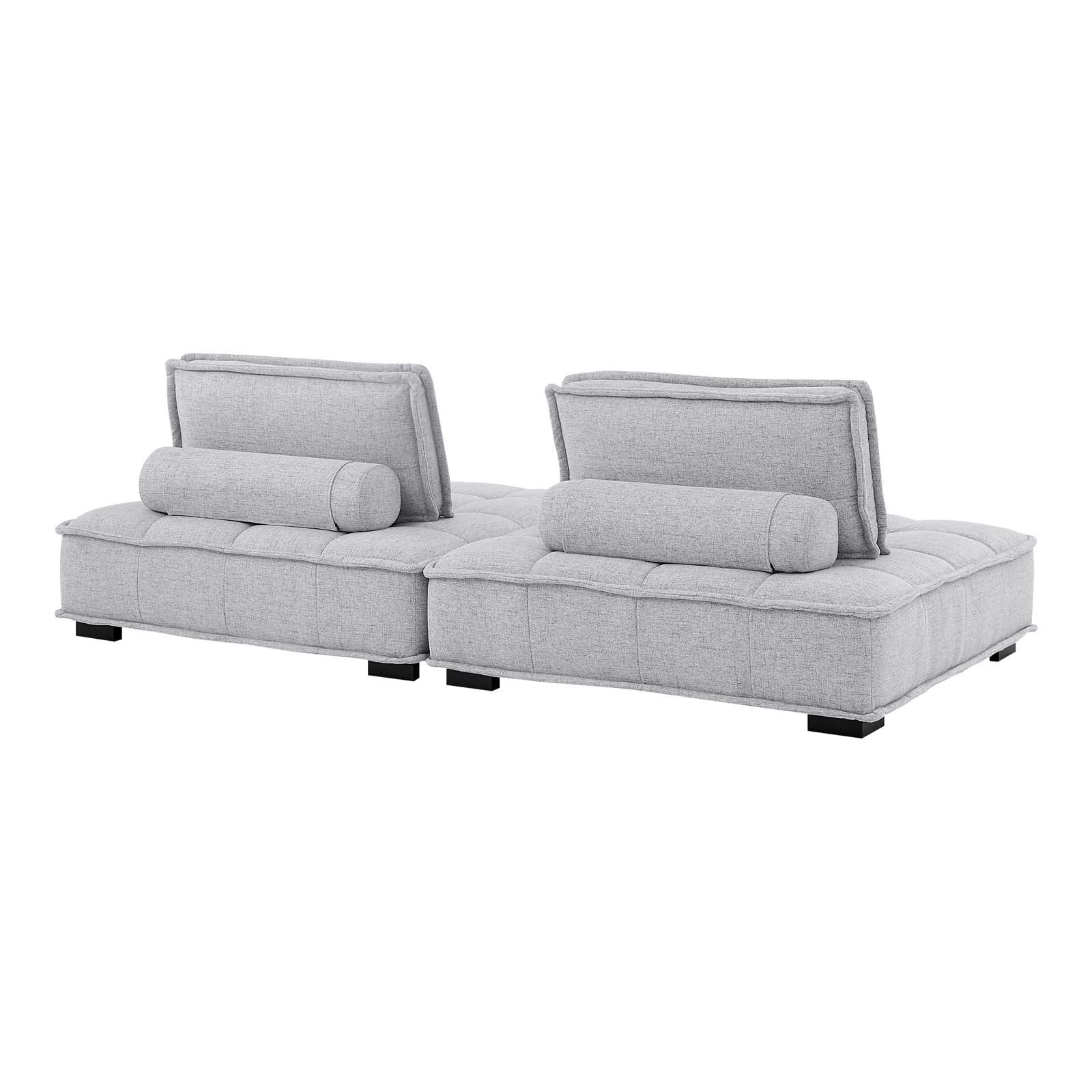 Modway Loveseats - Saunter Tufted Fabric Fabric 2-Piece Loveseat Light Gray