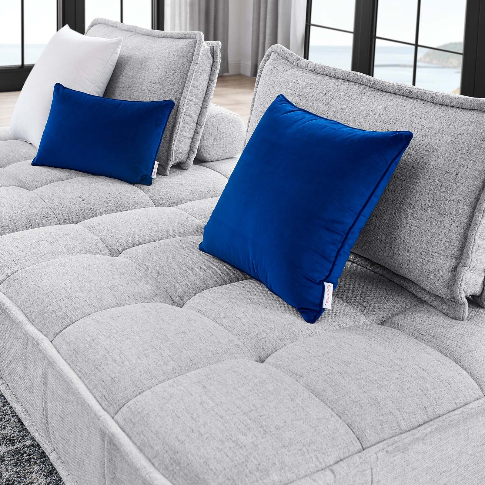 Modway Loveseats - Saunter Tufted Fabric Fabric 2-Piece Loveseat Light Gray