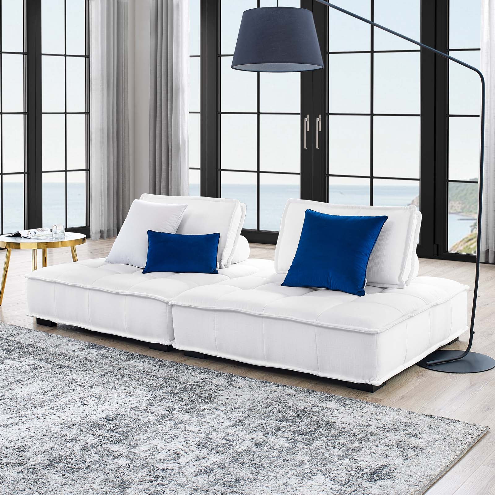 Modway Loveseats - Saunter Tufted Fabric Fabric 2-Piece Loveseat White