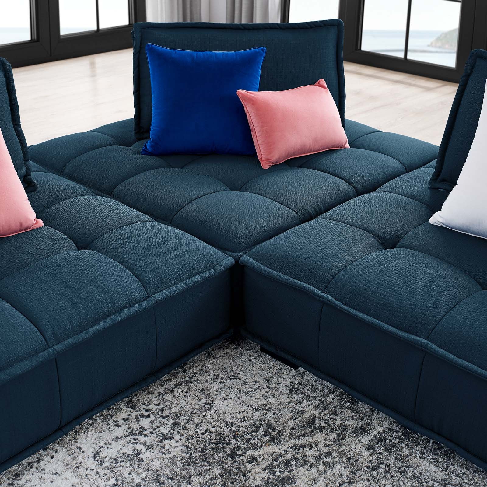 Modway Sofas & Couches - Saunter Tufted Fabric Fabric 3-Piece Sofa Azure