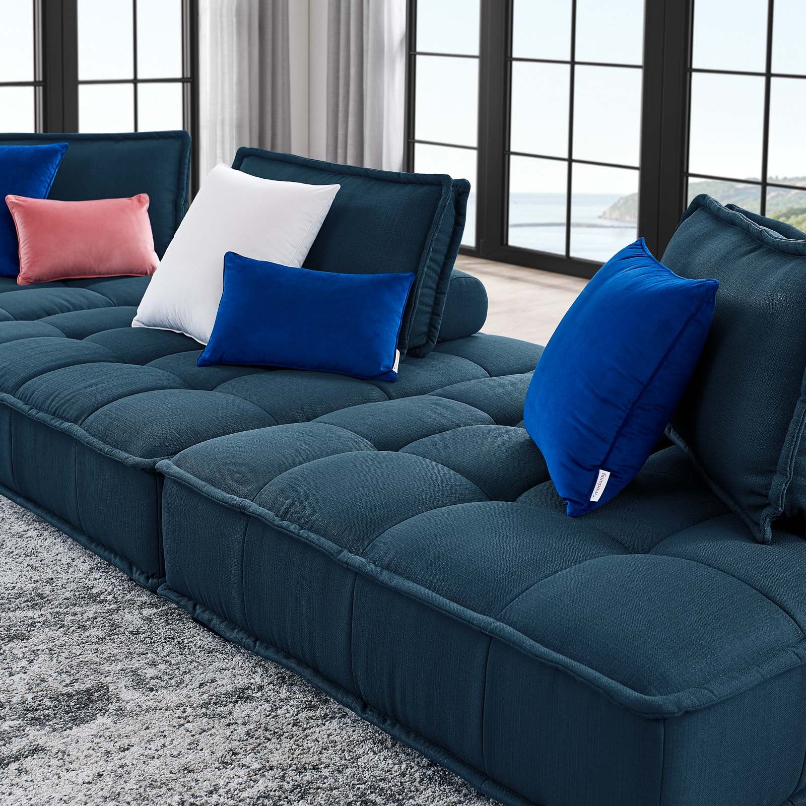 Modway Sofas & Couches - Saunter Tufted Fabric Fabric 3-Piece Sofa Azure