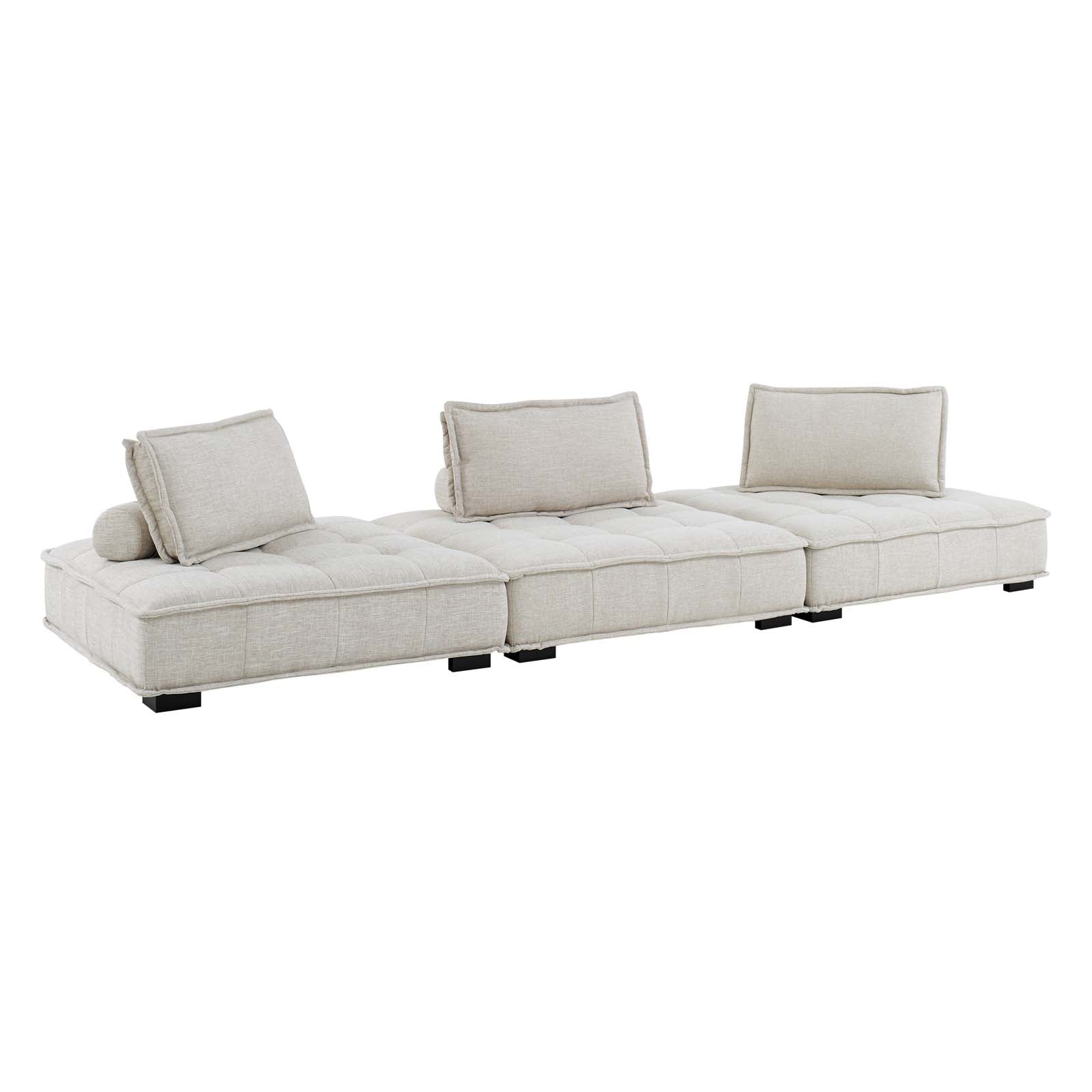 Modway Sofas & Couches - Saunter-Tufted-Fabric-Fabric-3-Piece-Sofa-Beige