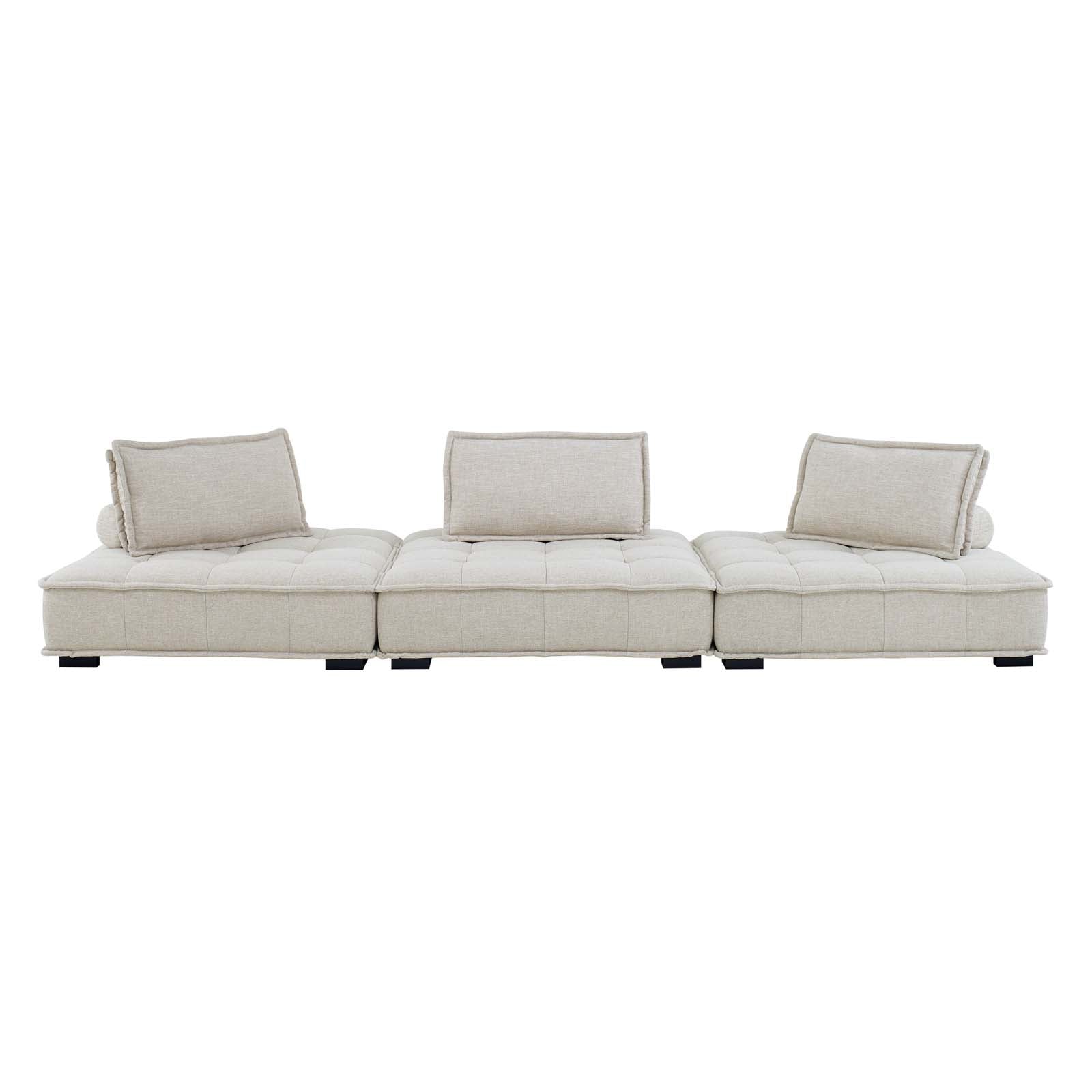 Modway Sofas & Couches - Saunter-Tufted-Fabric-Fabric-3-Piece-Sofa-Beige