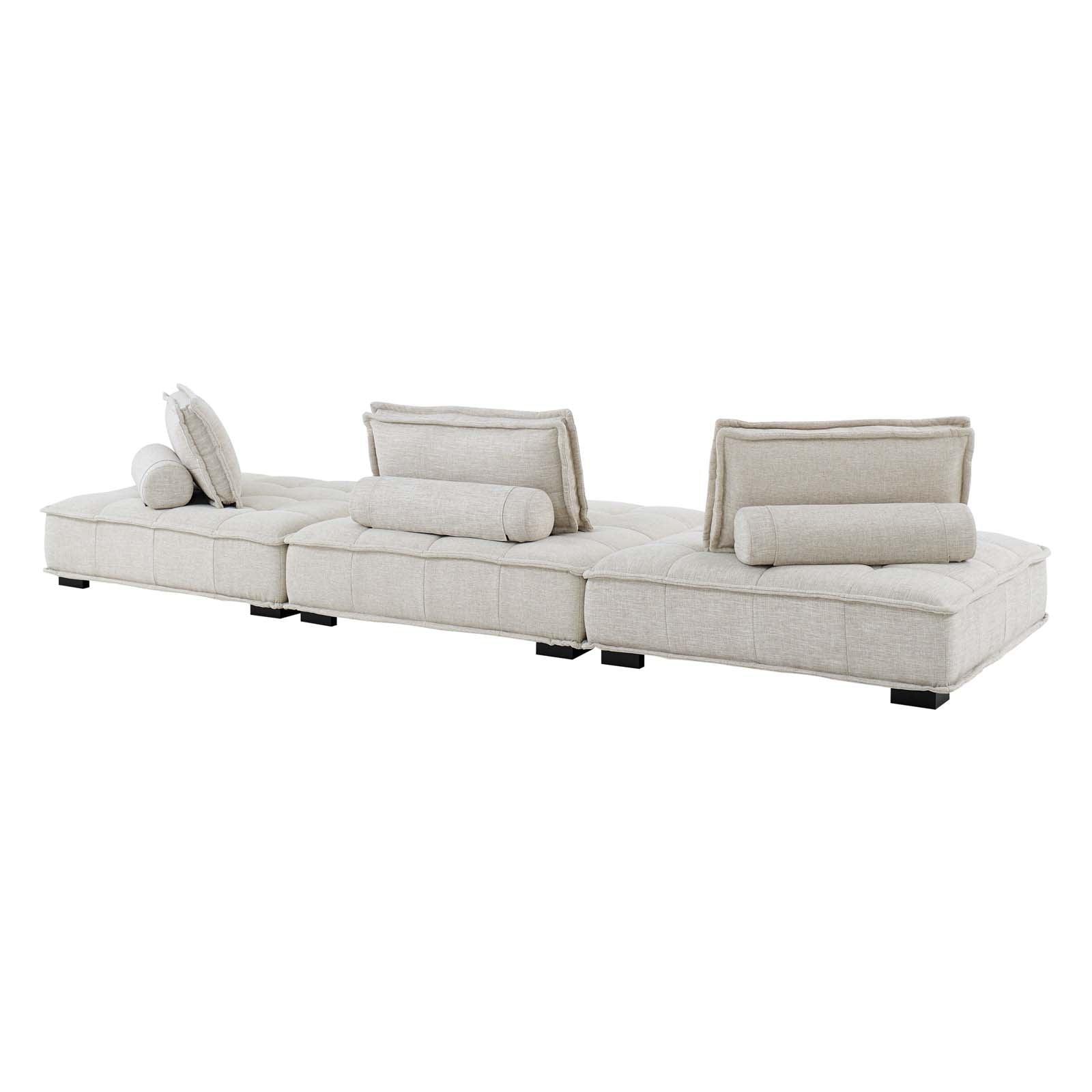 Modway Sofas & Couches - Saunter-Tufted-Fabric-Fabric-3-Piece-Sofa-Beige