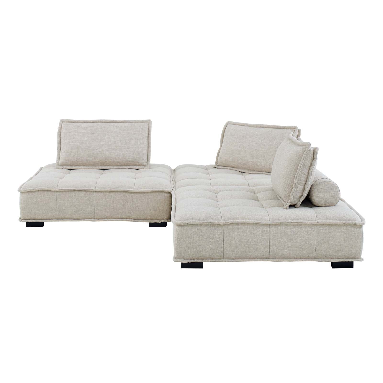 Modway Sofas & Couches - Saunter-Tufted-Fabric-Fabric-3-Piece-Sofa-Beige