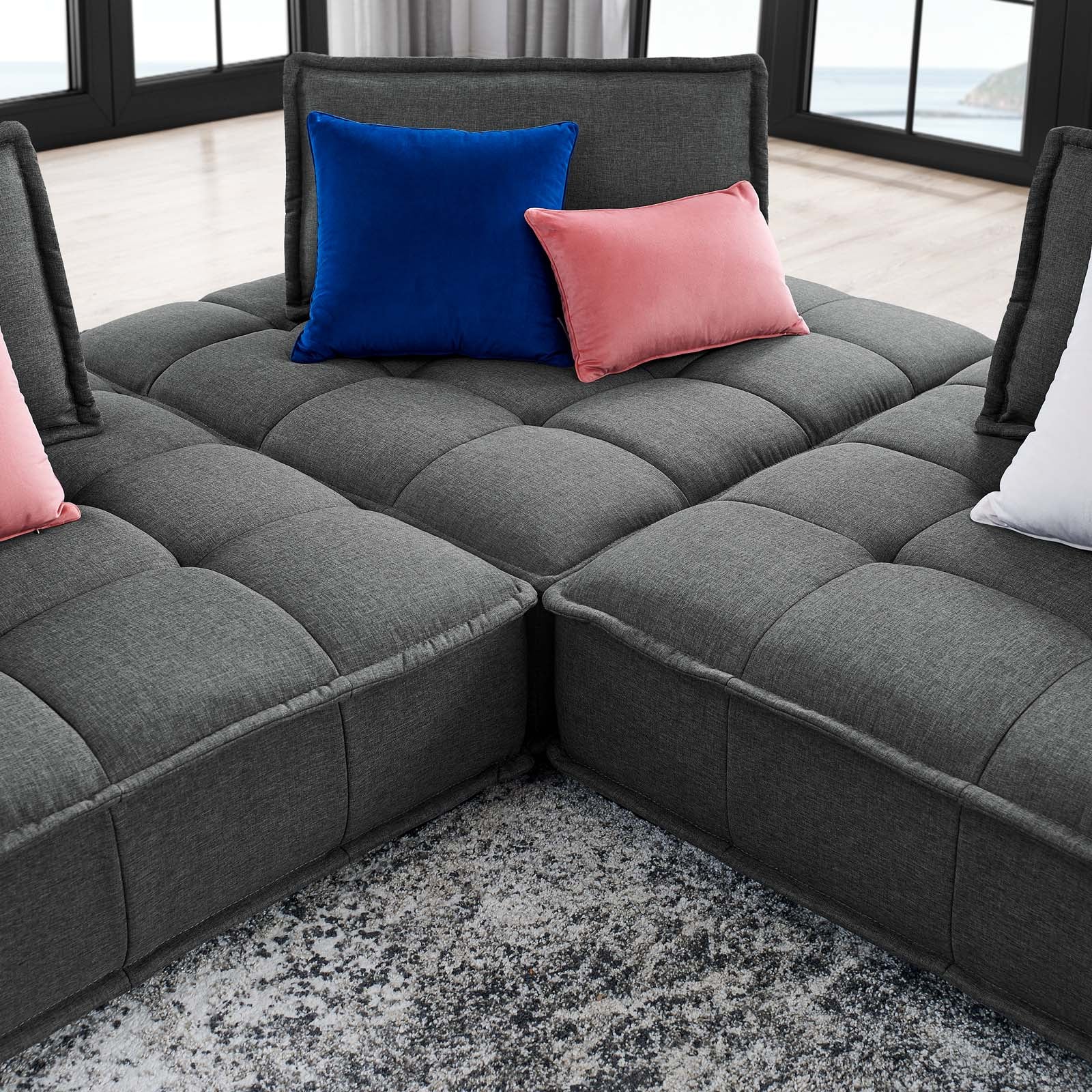 Modway Sofas & Couches - Saunter Tufted Fabric Fabric 3-Piece Sofa Gray