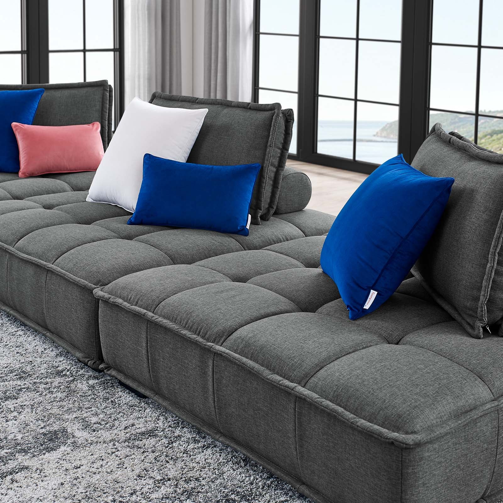 Modway Sofas & Couches - Saunter Tufted Fabric Fabric 3-Piece Sofa Gray