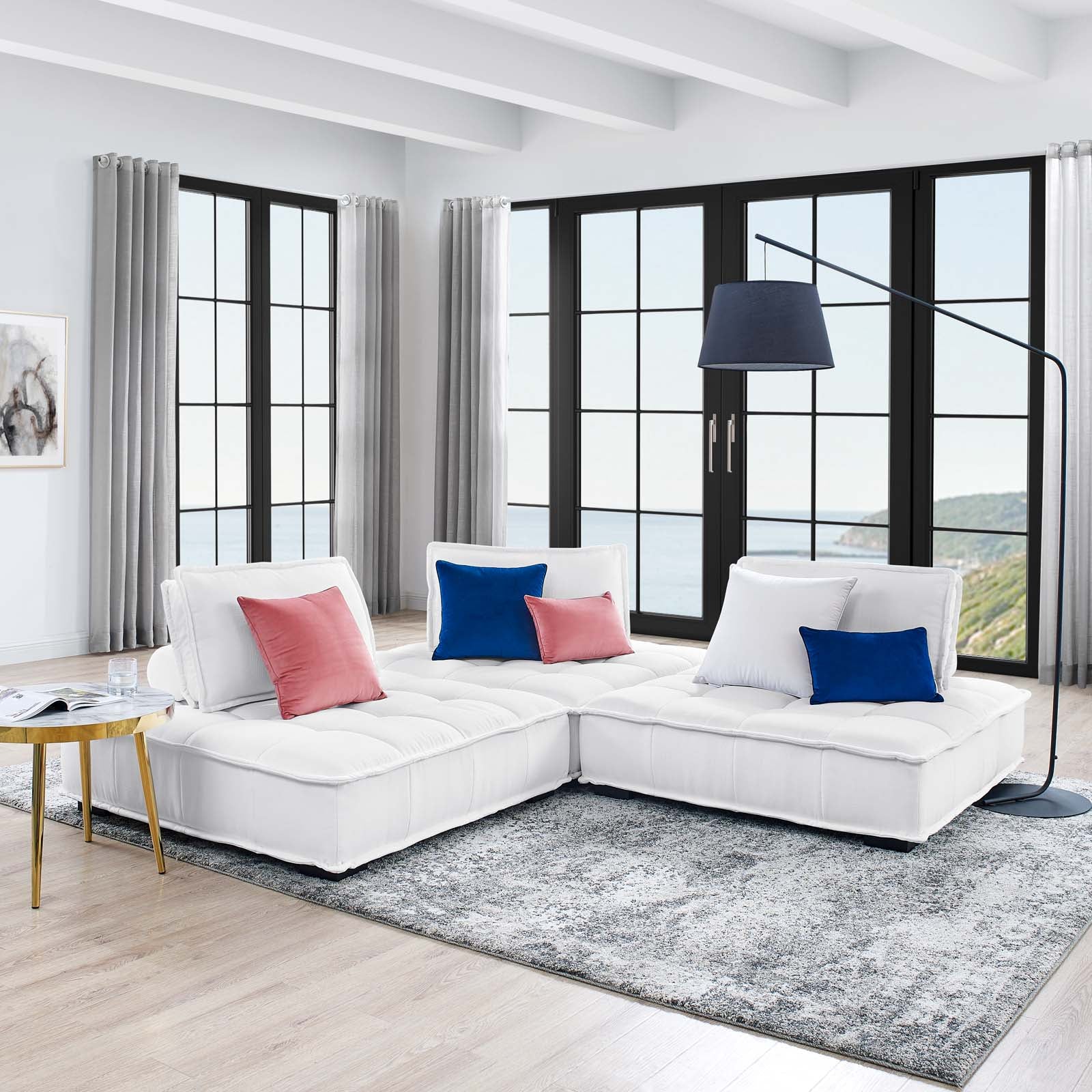 Modway Sofas & Couches - Saunter Tufted Fabric Fabric 3-Piece Sofa White