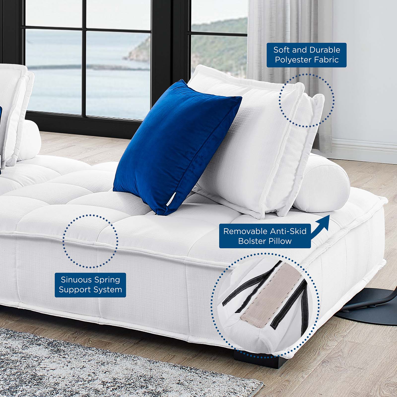 Modway Sofas & Couches - Saunter Tufted Fabric Fabric 3-Piece Sofa White