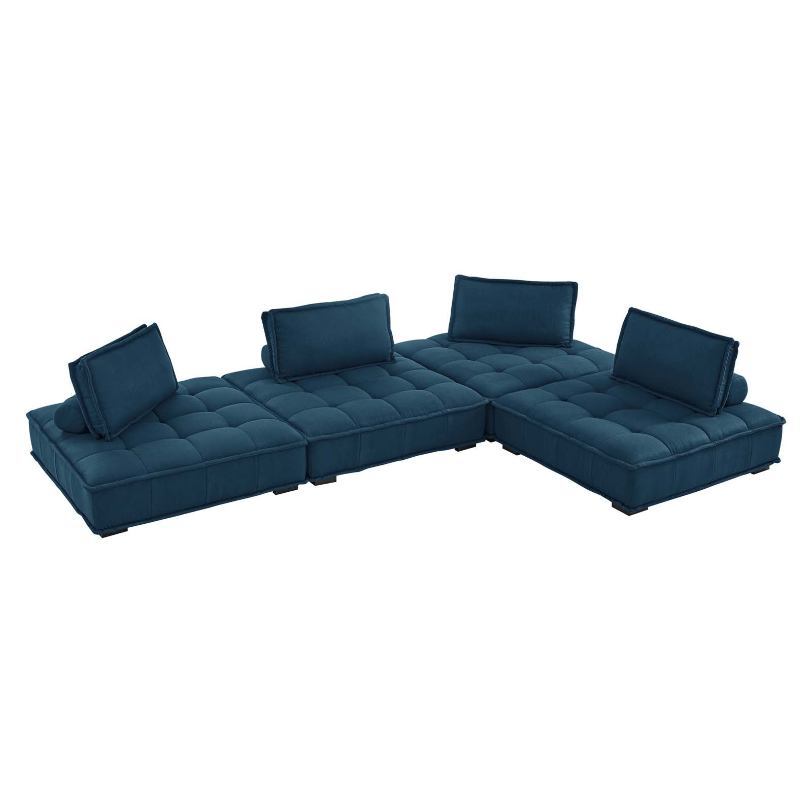 Modway Sectional Sofas - Saunter Tufted Fabric Fabric 4-Piece Sectional Sofa Azure