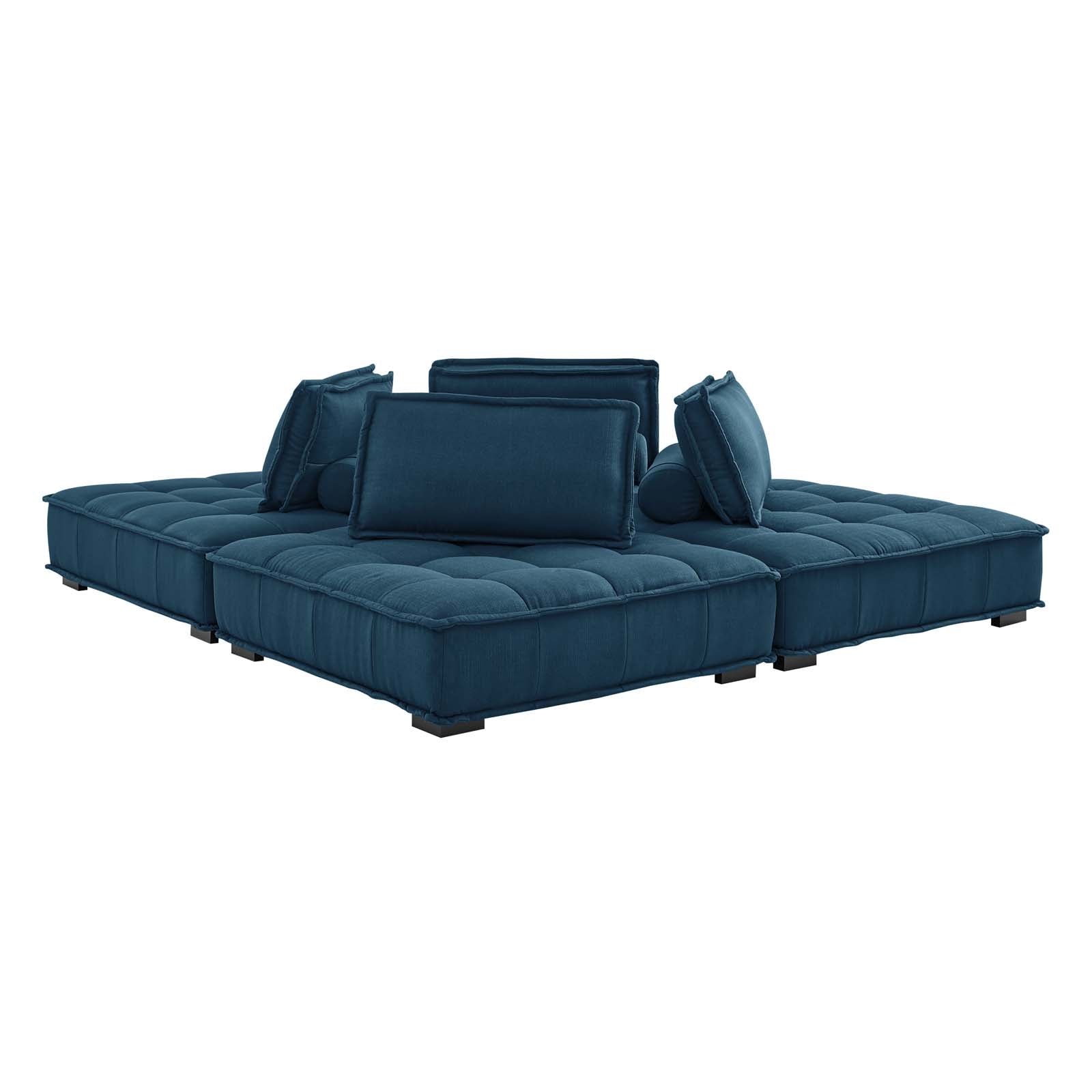 Modway Sectional Sofas - Saunter Tufted Fabric Fabric 4-Piece Sectional Sofa Azure