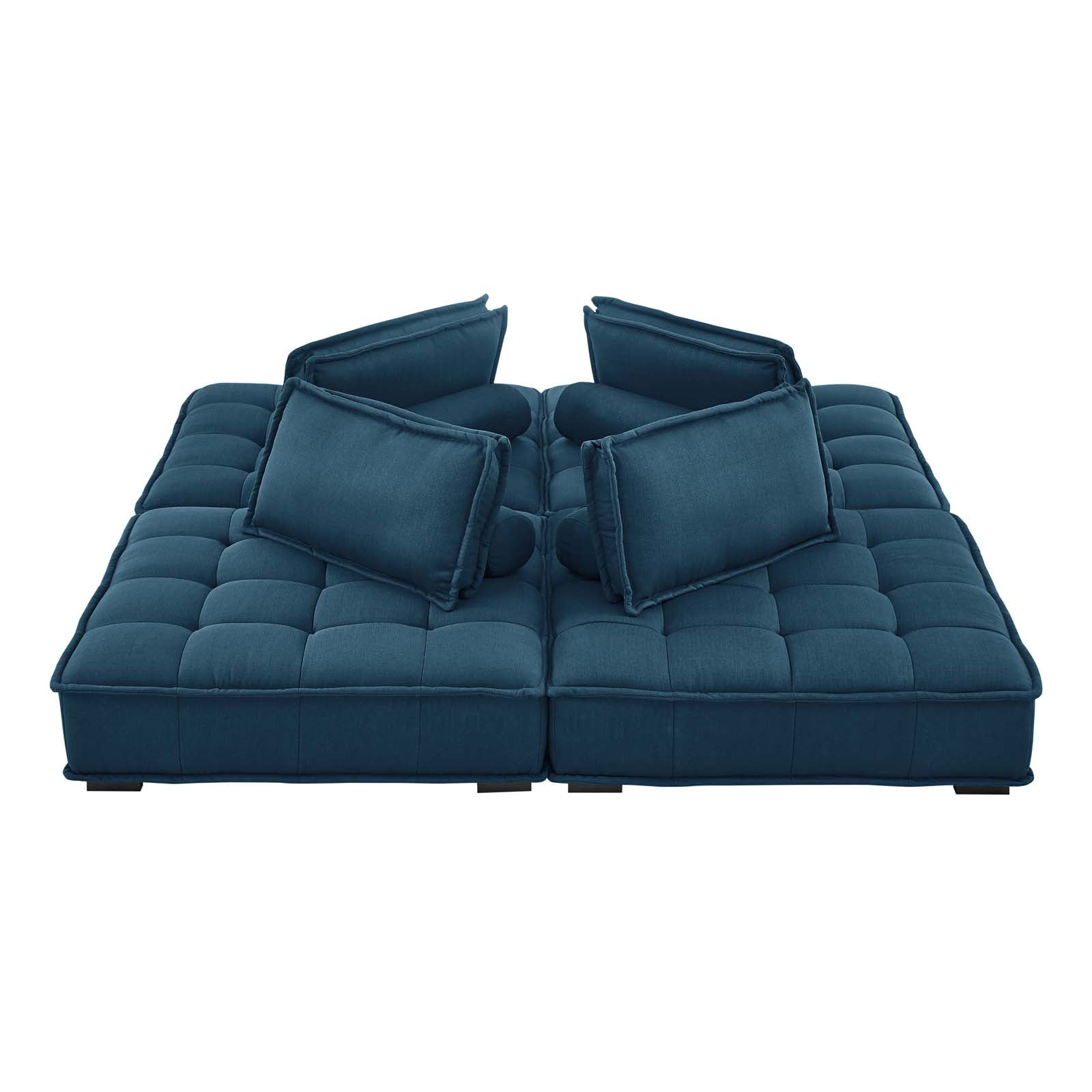 Modway Sectional Sofas - Saunter Tufted Fabric Fabric 4-Piece Sectional Sofa Azure