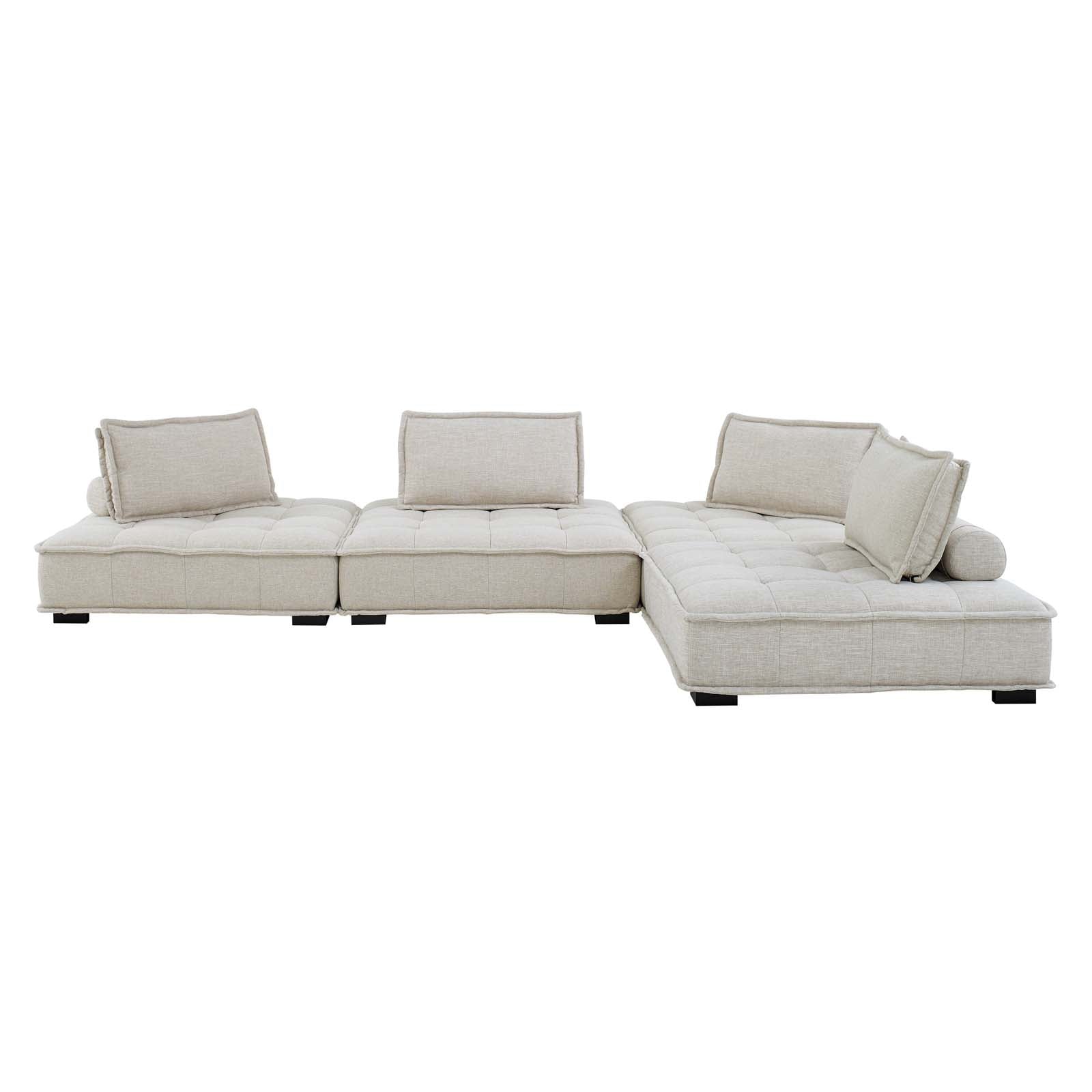 Modway Sectional Sofas - Saunter-Tufted-Fabric-Fabric-4-Piece-Sectional-Sofa-Beige
