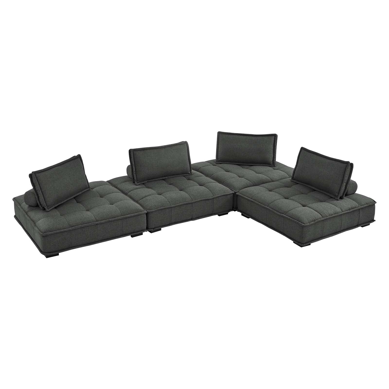 Modway Sectional Sofas - Saunter Tufted Fabric Fabric 4-Piece Sectional Sofa Gray