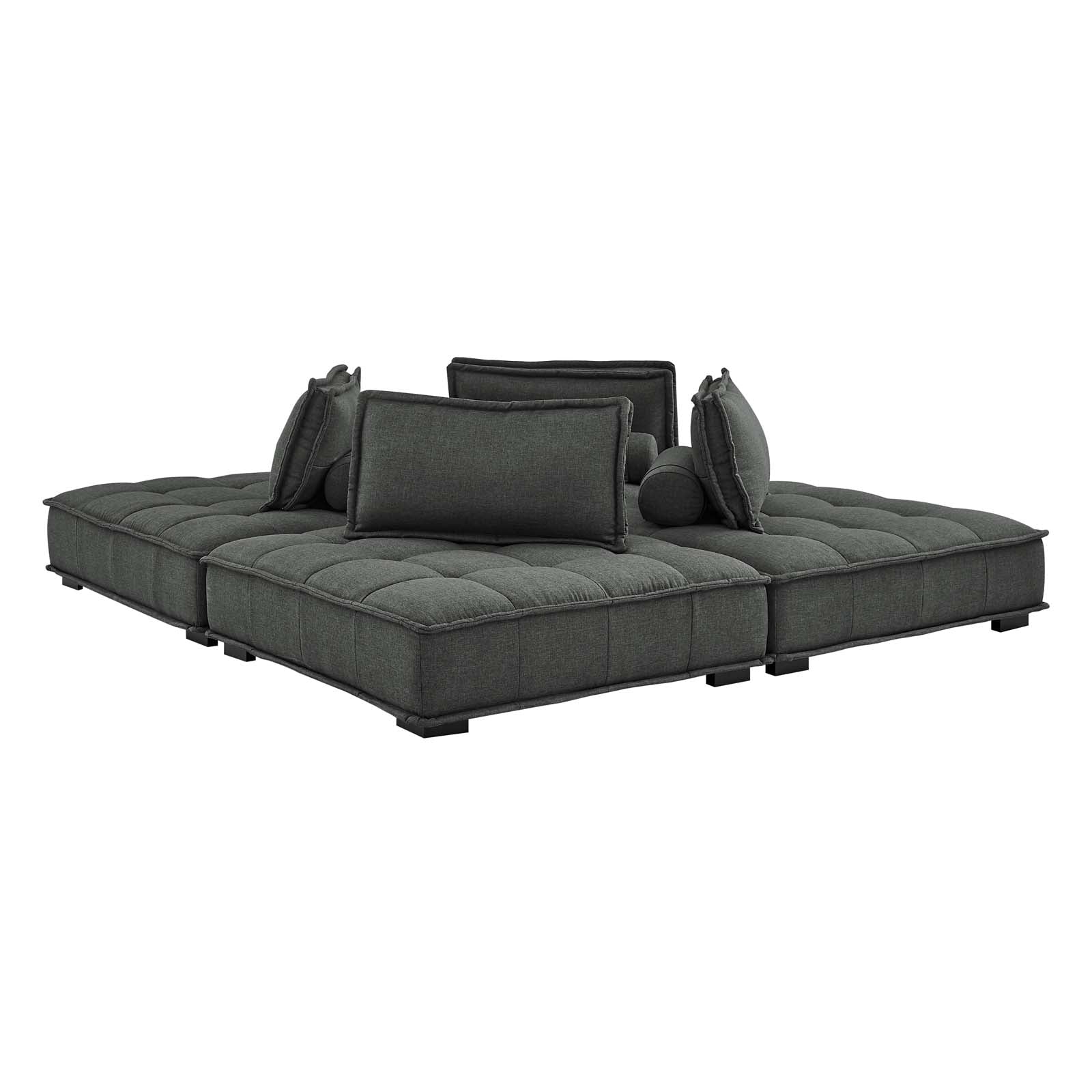 Modway Sectional Sofas - Saunter Tufted Fabric Fabric 4-Piece Sectional Sofa Gray
