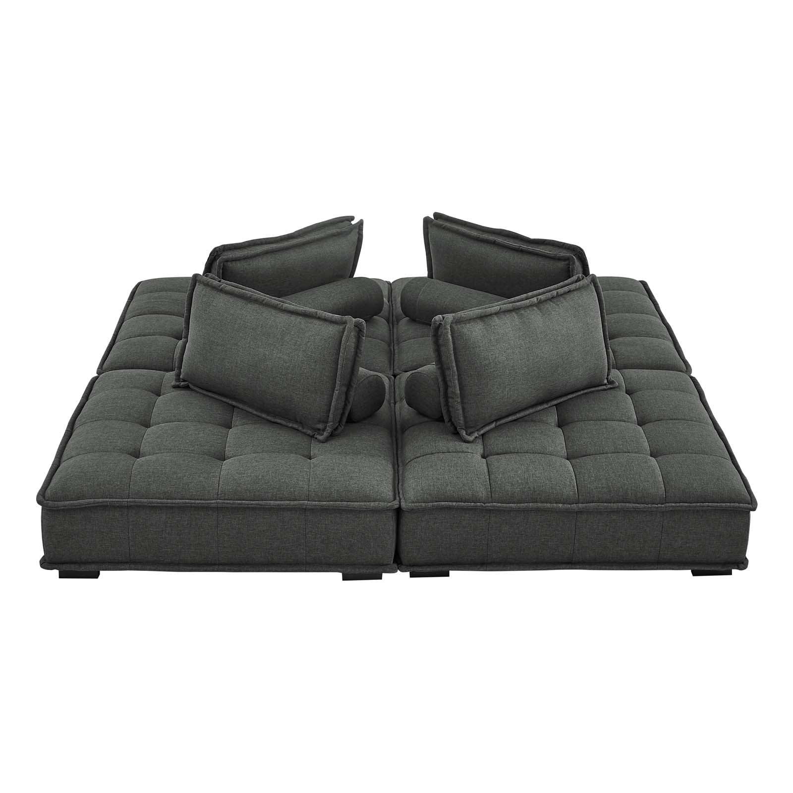 Modway Sectional Sofas - Saunter Tufted Fabric Fabric 4-Piece Sectional Sofa Gray
