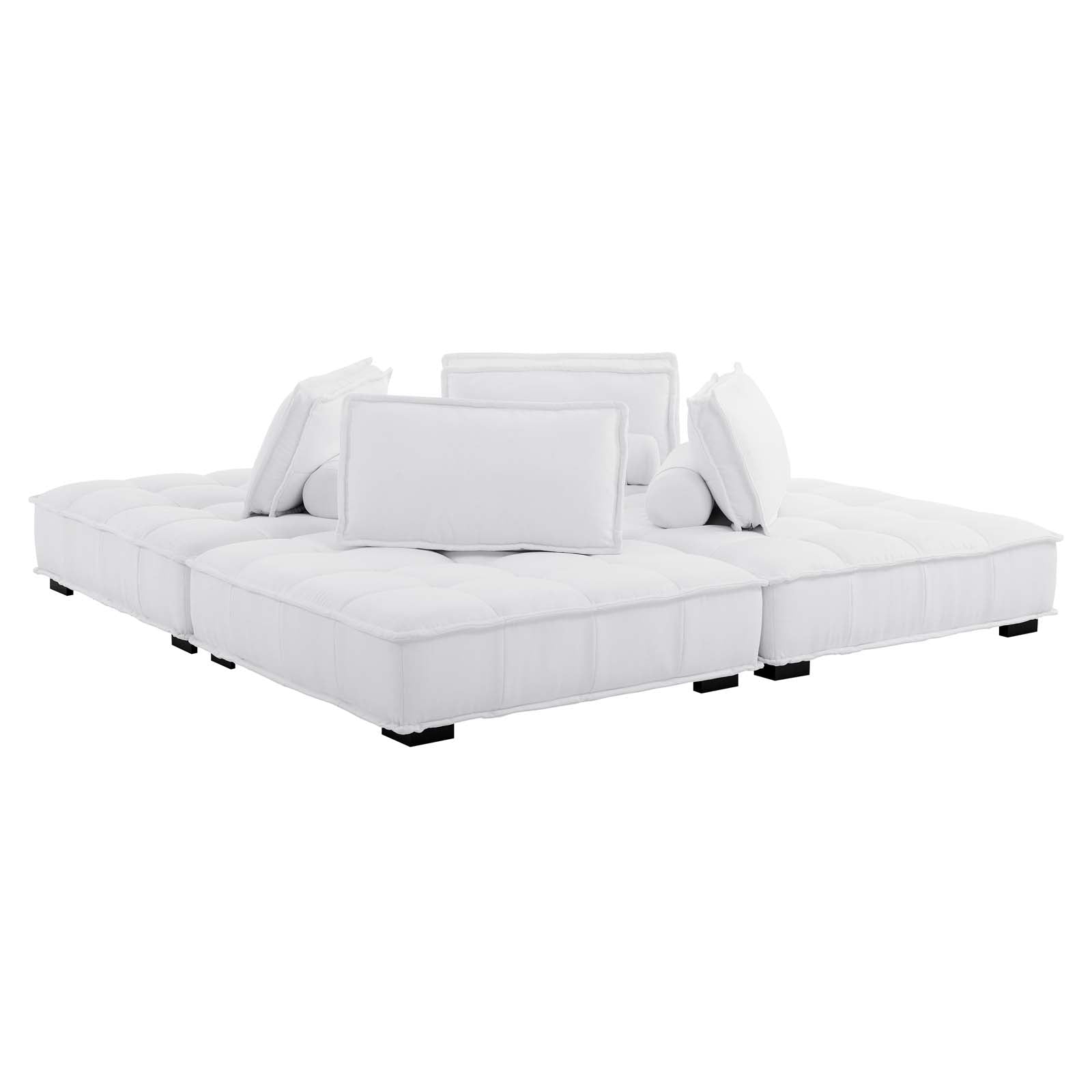 Modway Sectional Sofas - Saunter Tufted Fabric Fabric 4-Piece Sectional Sofa White