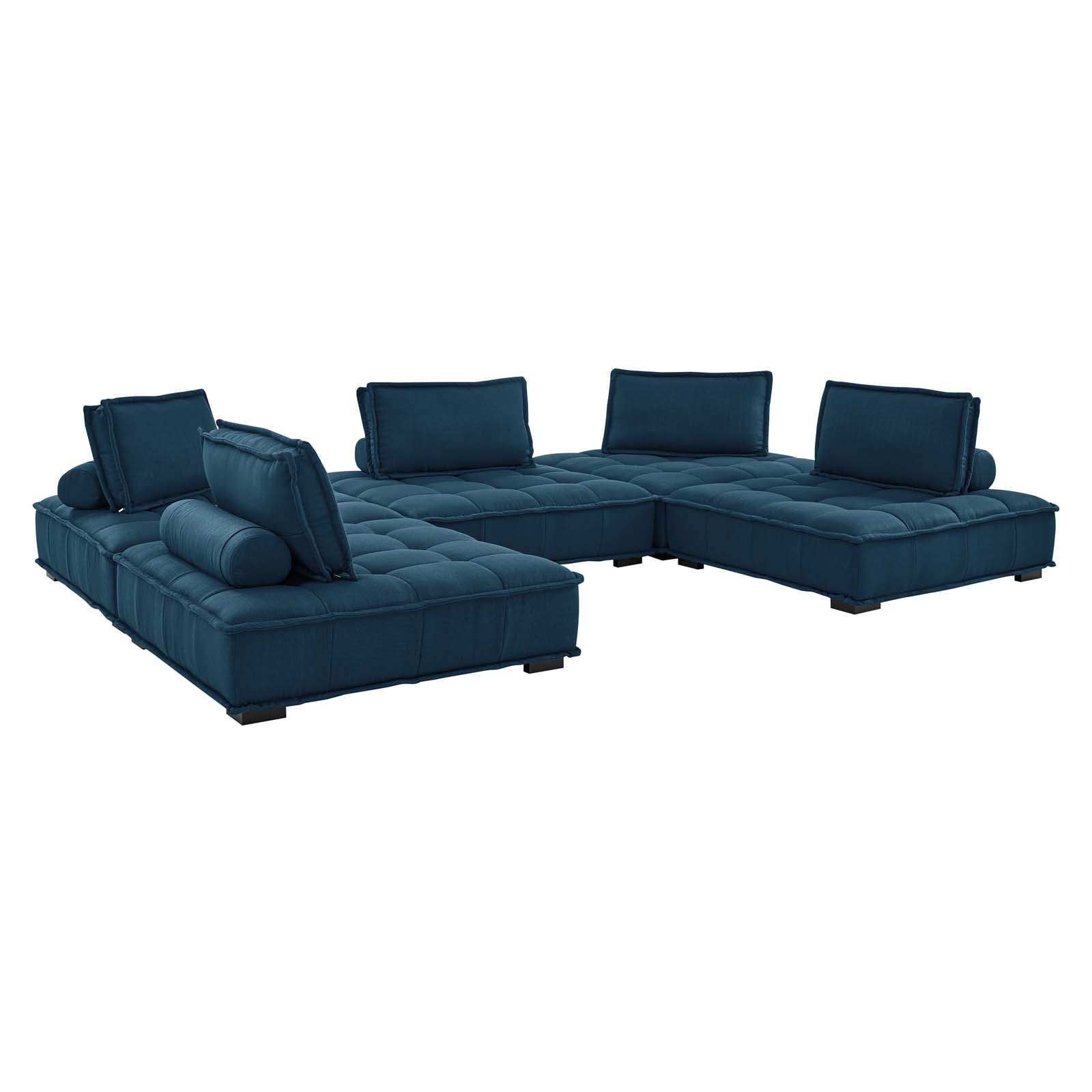 Modway Sectional Sofas - Saunter Tufted Fabric Fabric 5-Piece Sectional Sofa Azure