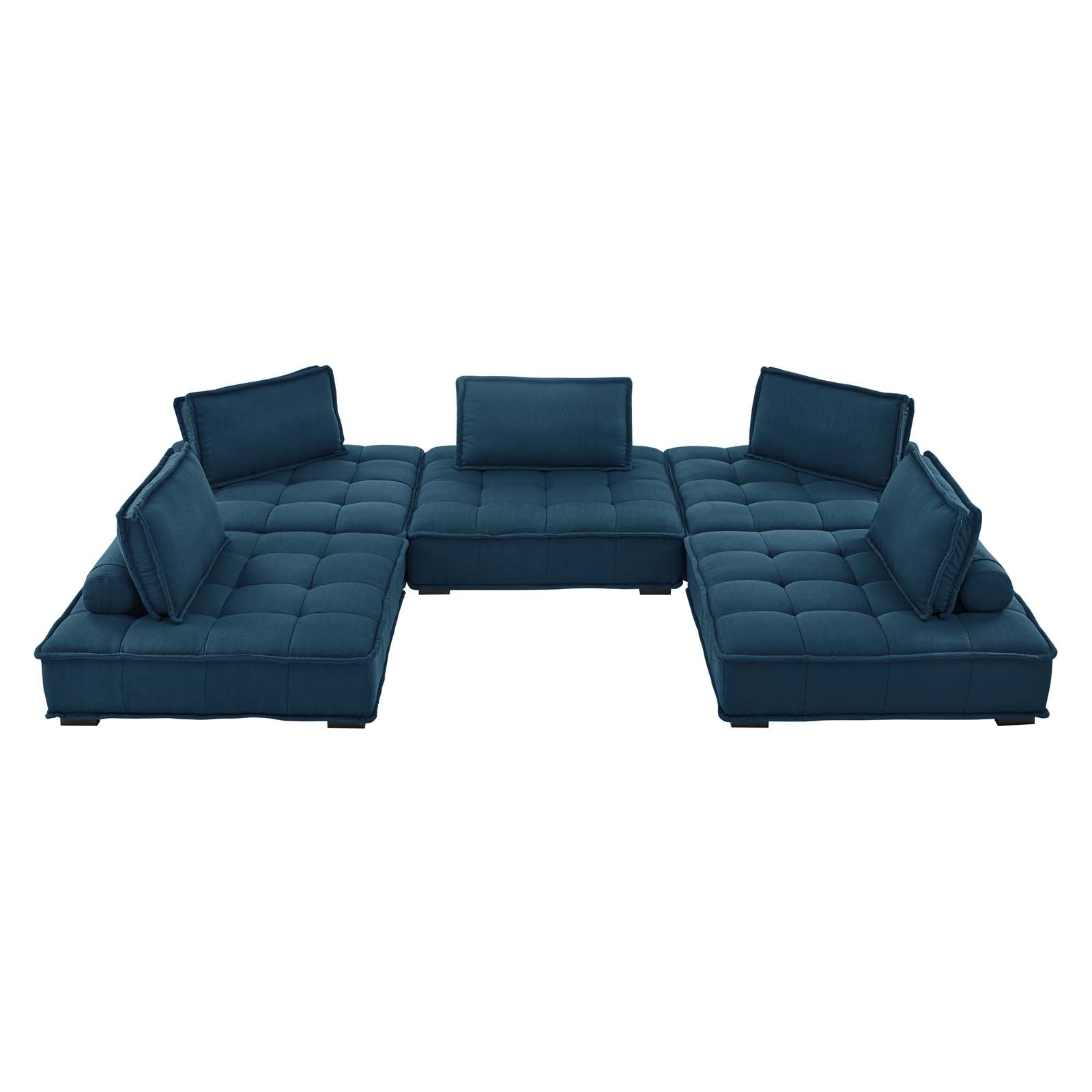 Modway Sectional Sofas - Saunter Tufted Fabric Fabric 5-Piece Sectional Sofa Azure