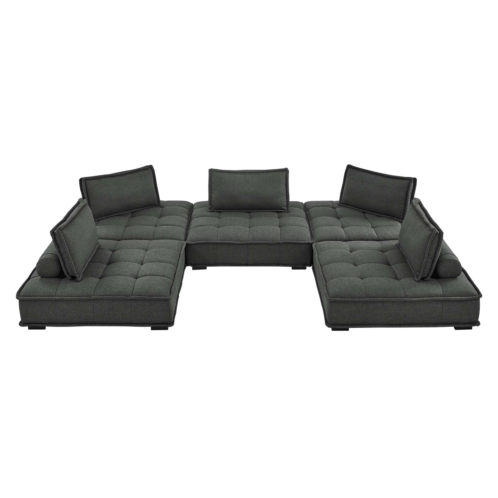 Modway Sectional Sofas - Saunter Tufted Fabric Fabric 5-Piece Sectional Sofa Gray