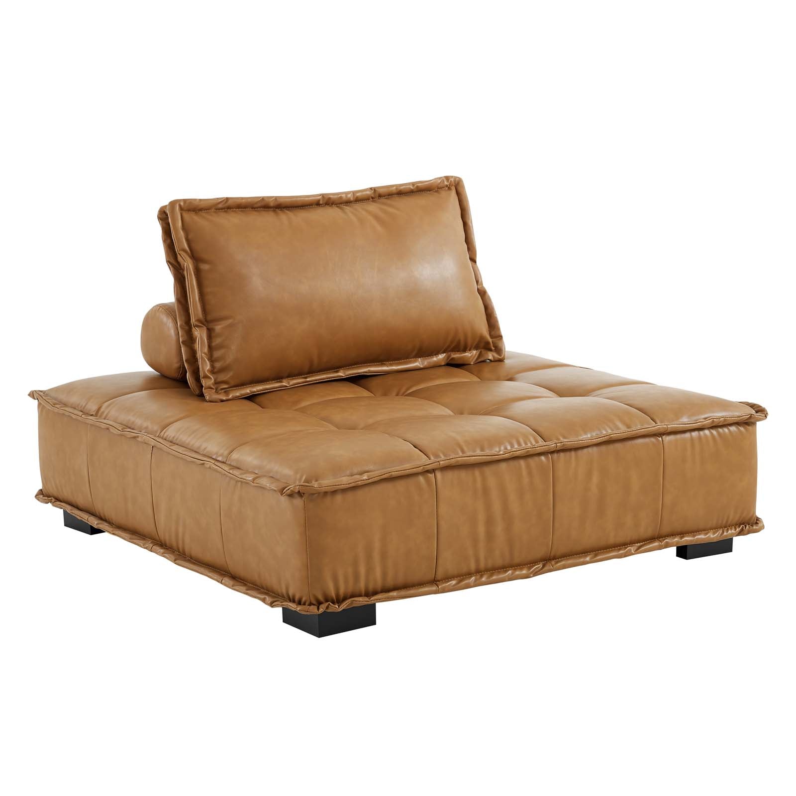 Modway Sectional Sofas - Saunter Tufted Vegan Leather Vegan Leather 5-Piece Sectional Sofa Tan