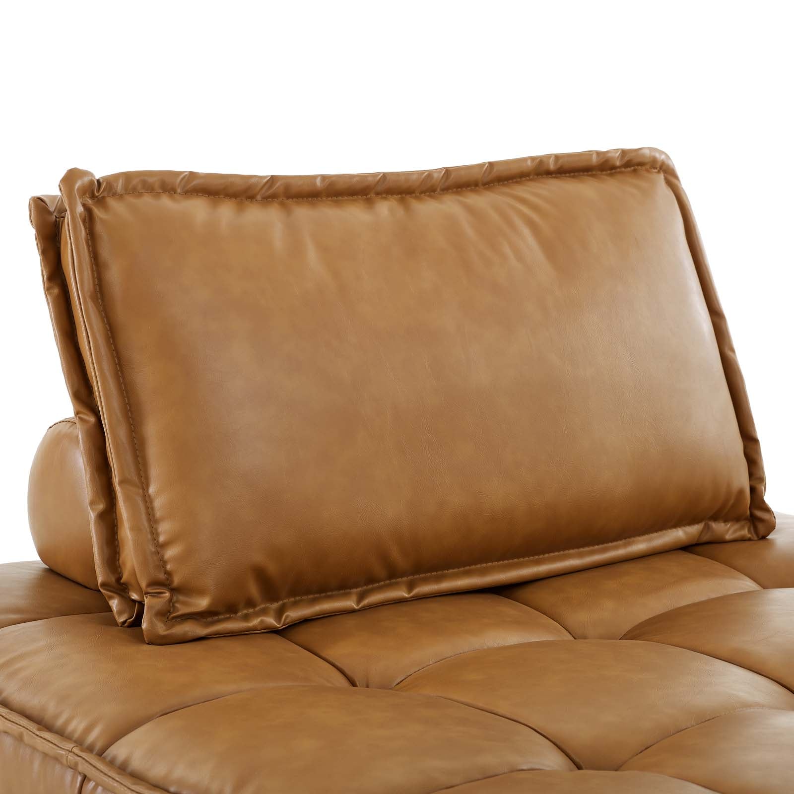 Modway Sectional Sofas - Saunter Tufted Vegan Leather Vegan Leather 5-Piece Sectional Sofa Tan